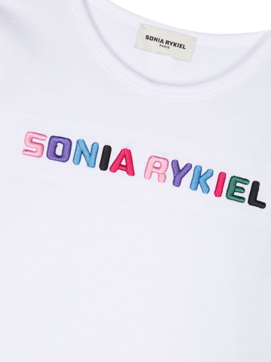 Shop Sonia Rykiel T-shirt Logo Contrasting Profiles In White