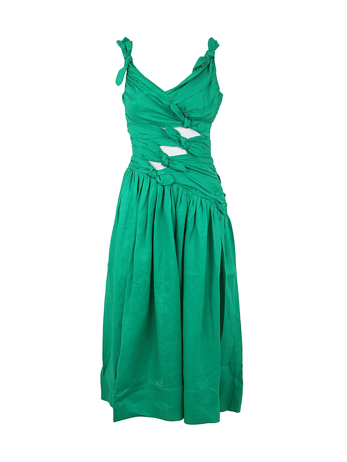 Zimmermann Tiggy Bow Midi Dress In Green | ModeSens