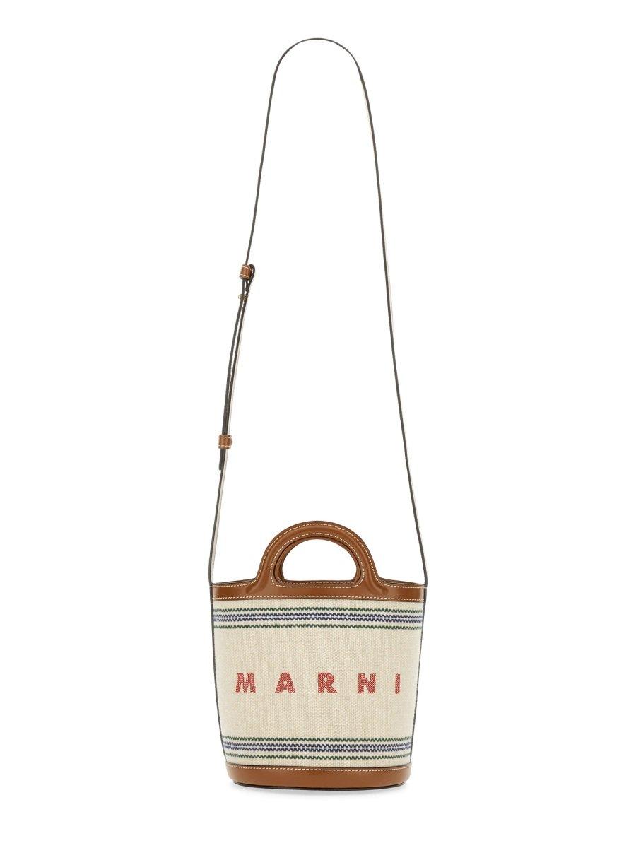 Marni Tropicalia Mini Bucket Bag -  - Cotton - Beige In Bianco