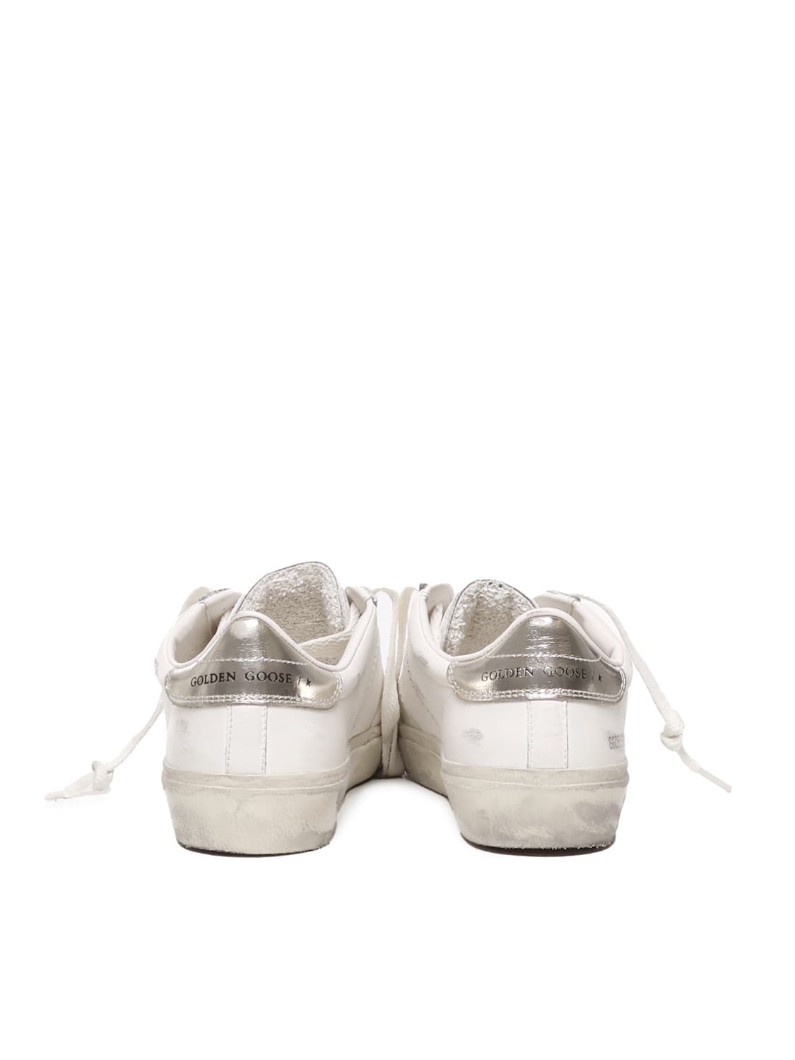 Shop Golden Goose Soul Star Leather Sneakers In White Platinum