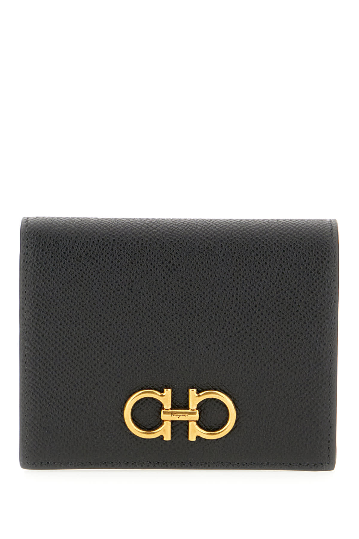 Ferragamo Black Leather Wallet In Nero