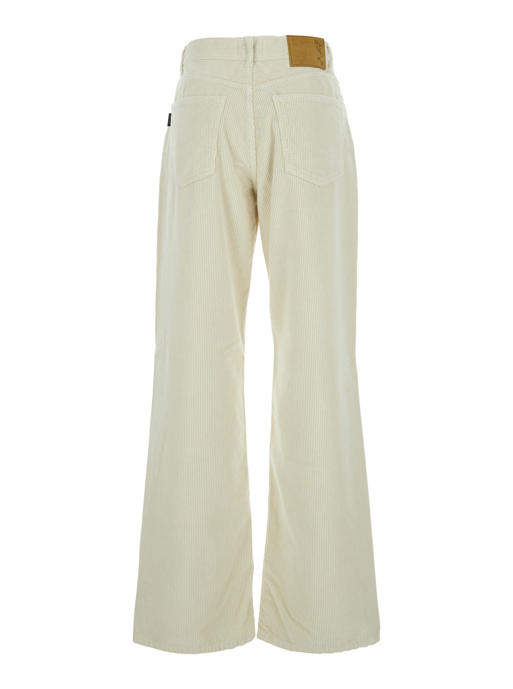 Haikure Korea White Pants With Logo Patch On The Rear And Wide Leg In Corduroy Woman In Green