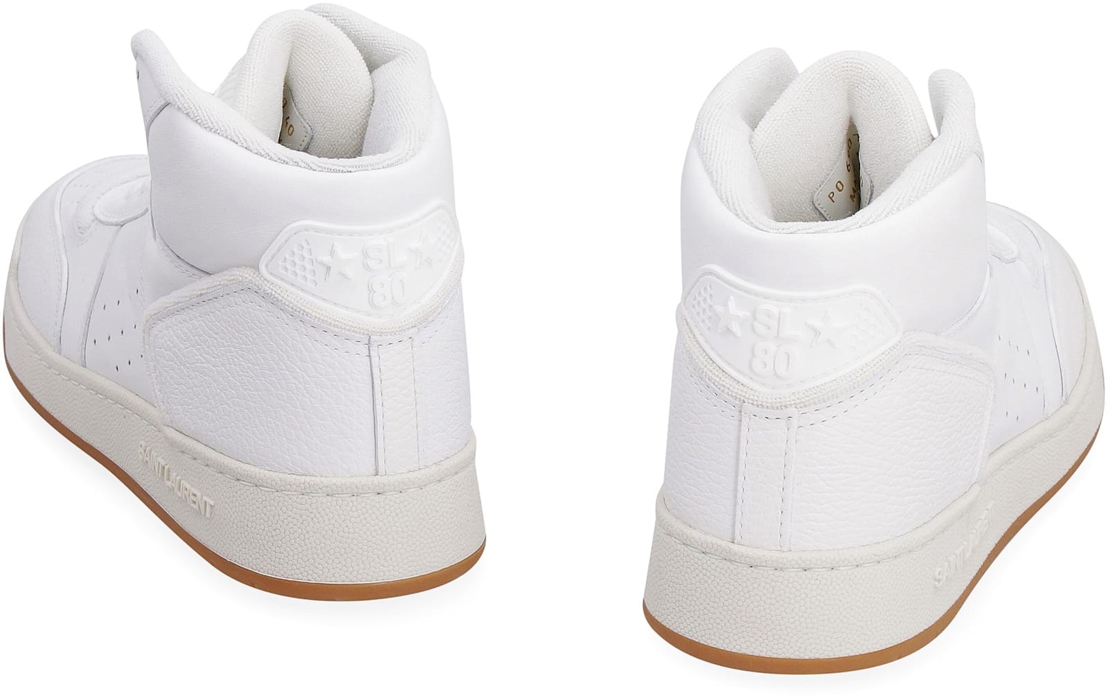 Saint Laurent Leather High-top Sneakers Perforated Detailing In White