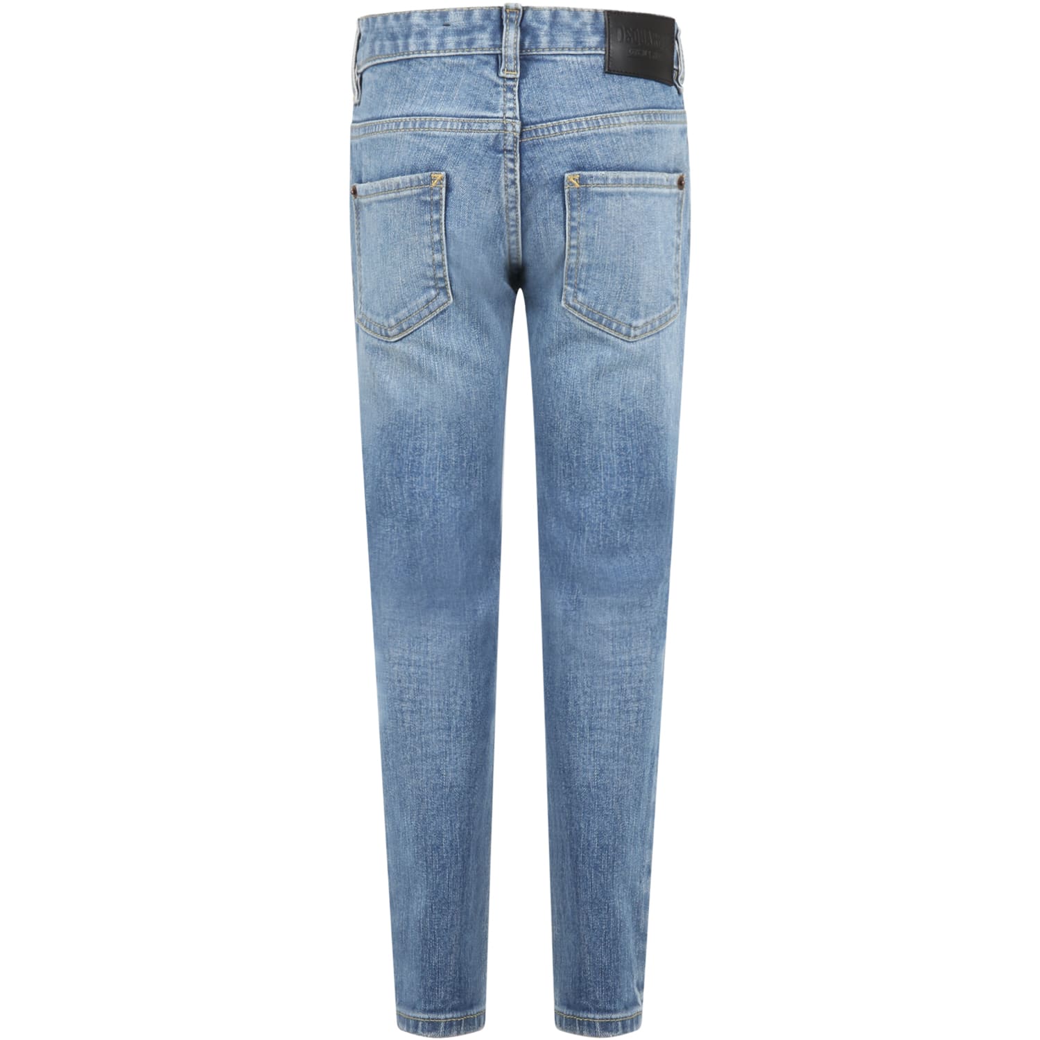 Shop Dsquared2 Light-blue Jeans For Boy With Logo Patch In Dq01