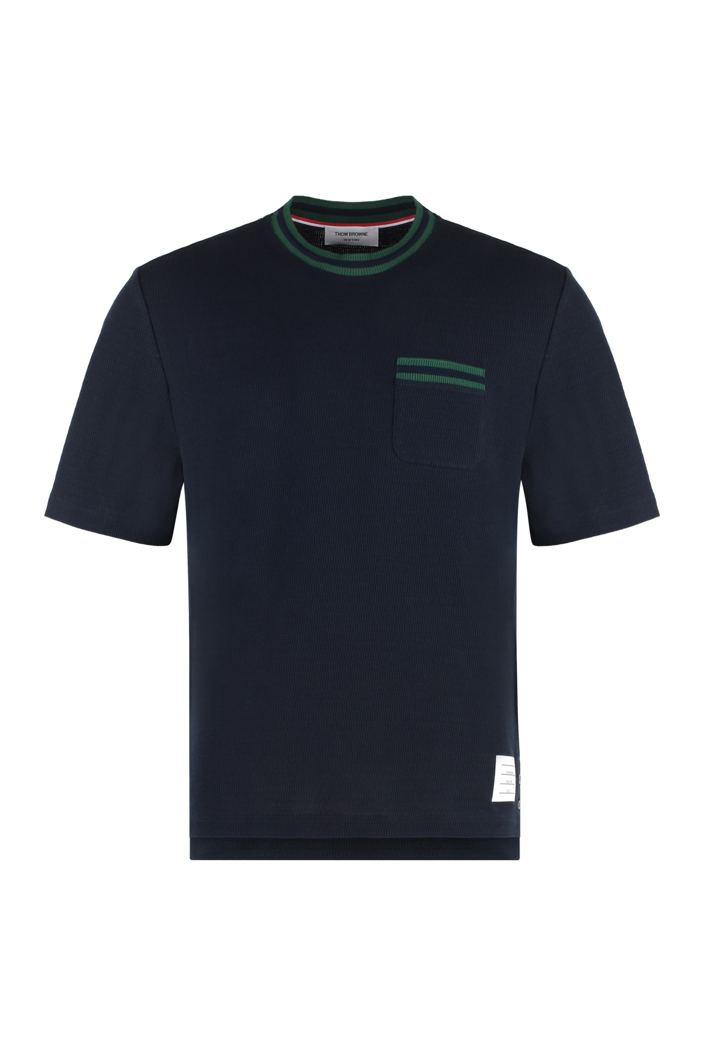 Shop Thom Browne Cotton Knit T-shirt In Blue