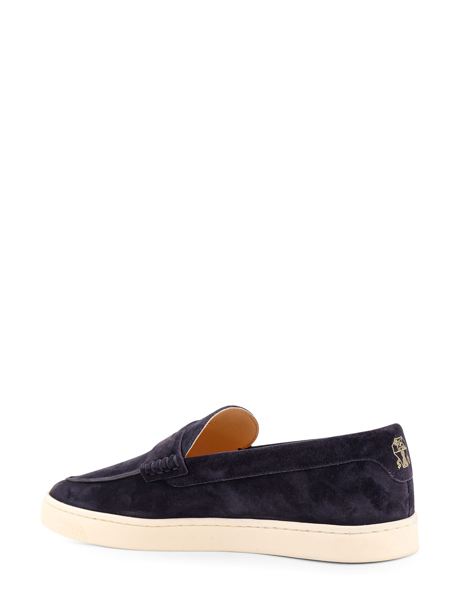 Brunello Cucinelli Suede Moccasin-style Sneakers With Diamond Cut Mask In Blue