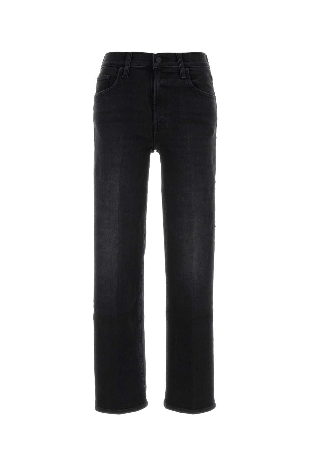 Mother The Mid Rise Rambler Zip Flood Jeans In Black