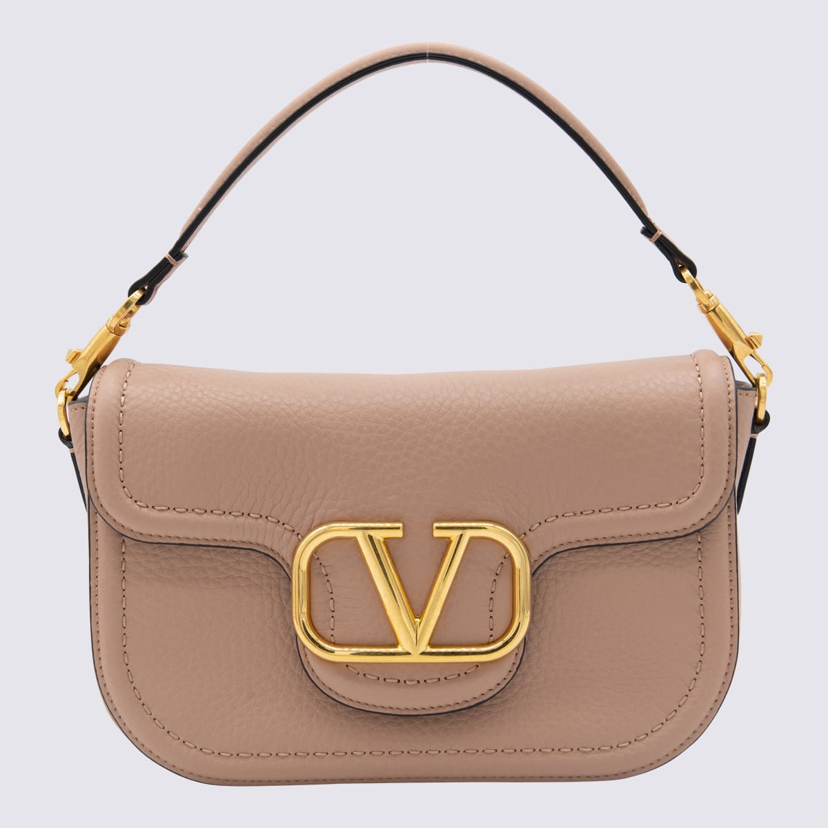 Shop Valentino Rose Leather Alltime Shoulder Bag In Rose Cannelle