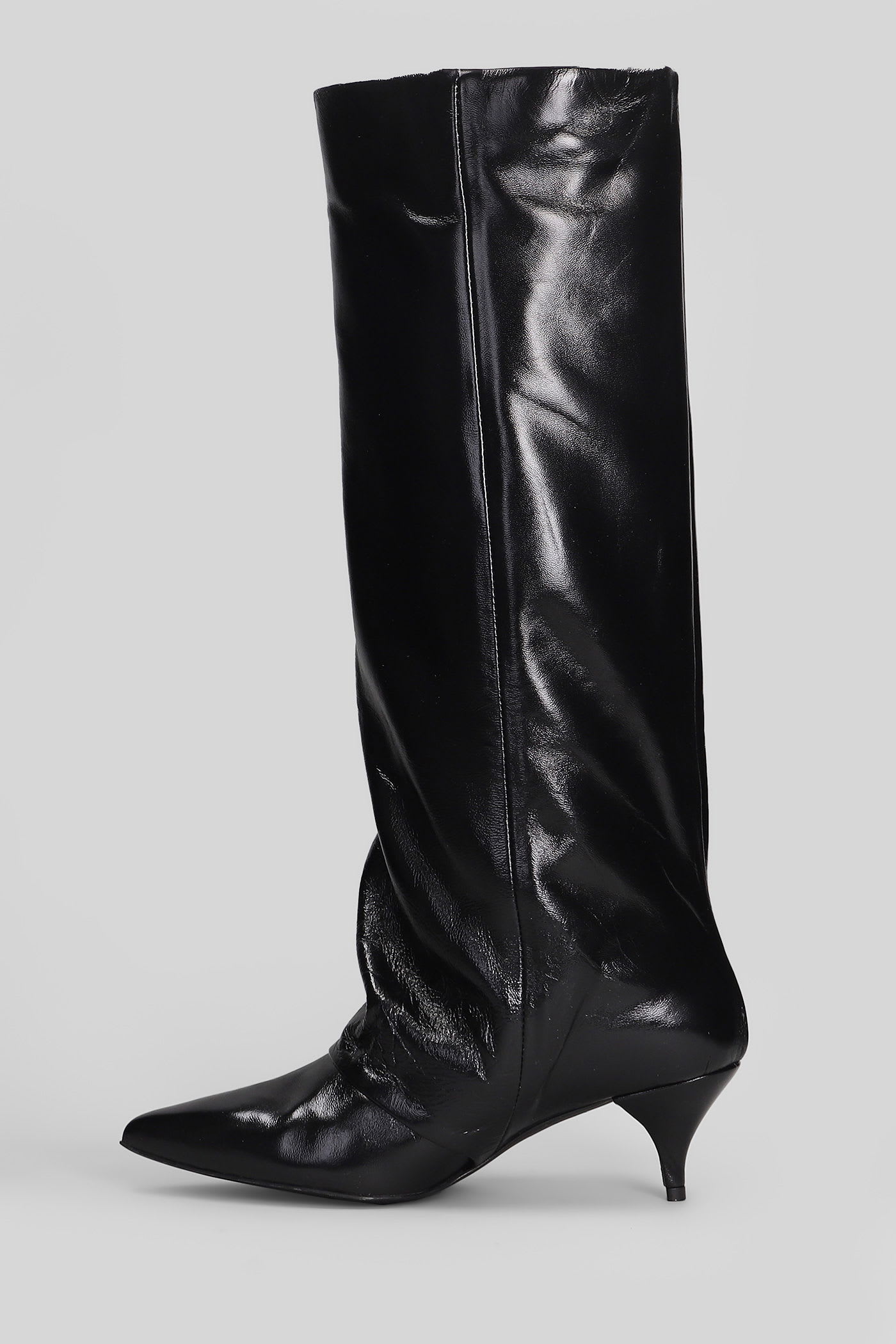 Alchimia High Heels Boots In Black Leather In Black