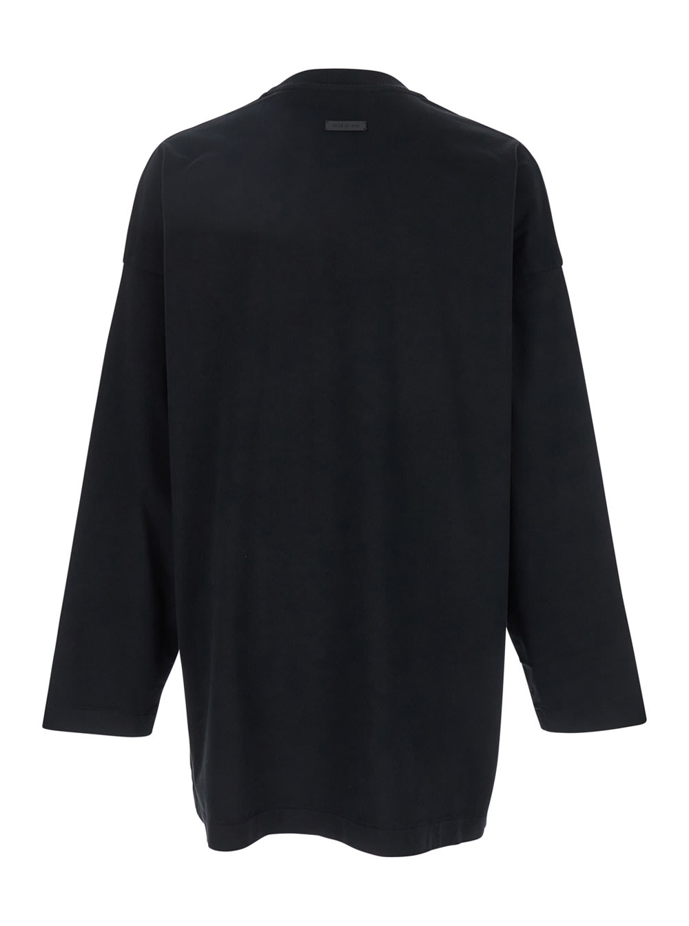 Fear Of God Ribbed Collar Crew Neck T-shirt With Long Sleeves In Black