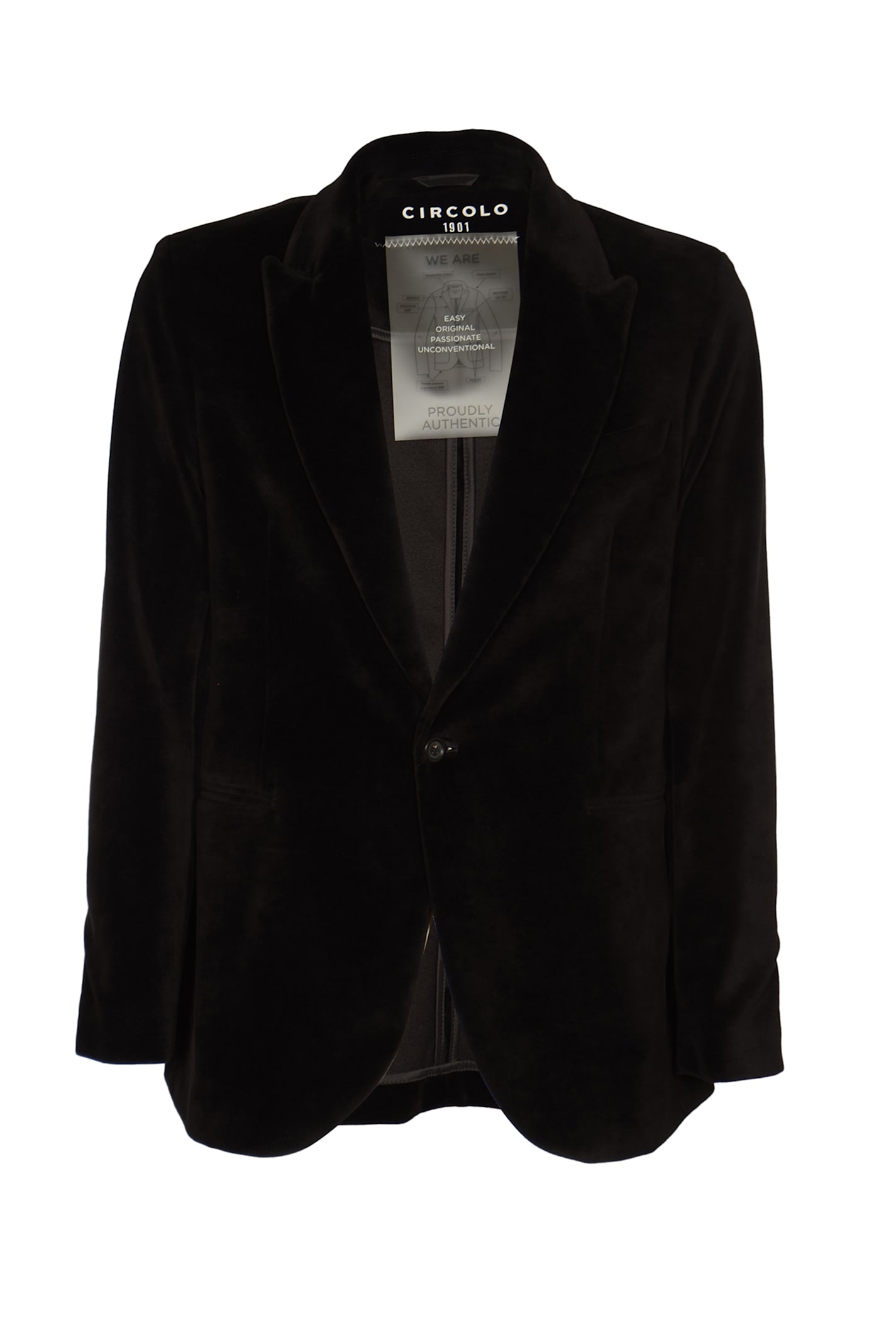 Shop Circolo 1901 Single-button Velvet Blazer In Black