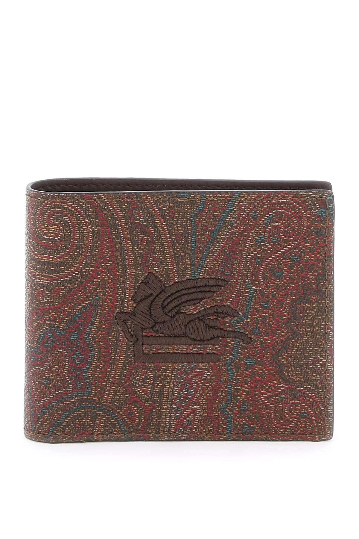 Shop Etro Paisley Bifold Wallet With Pegaso Logo In Dark