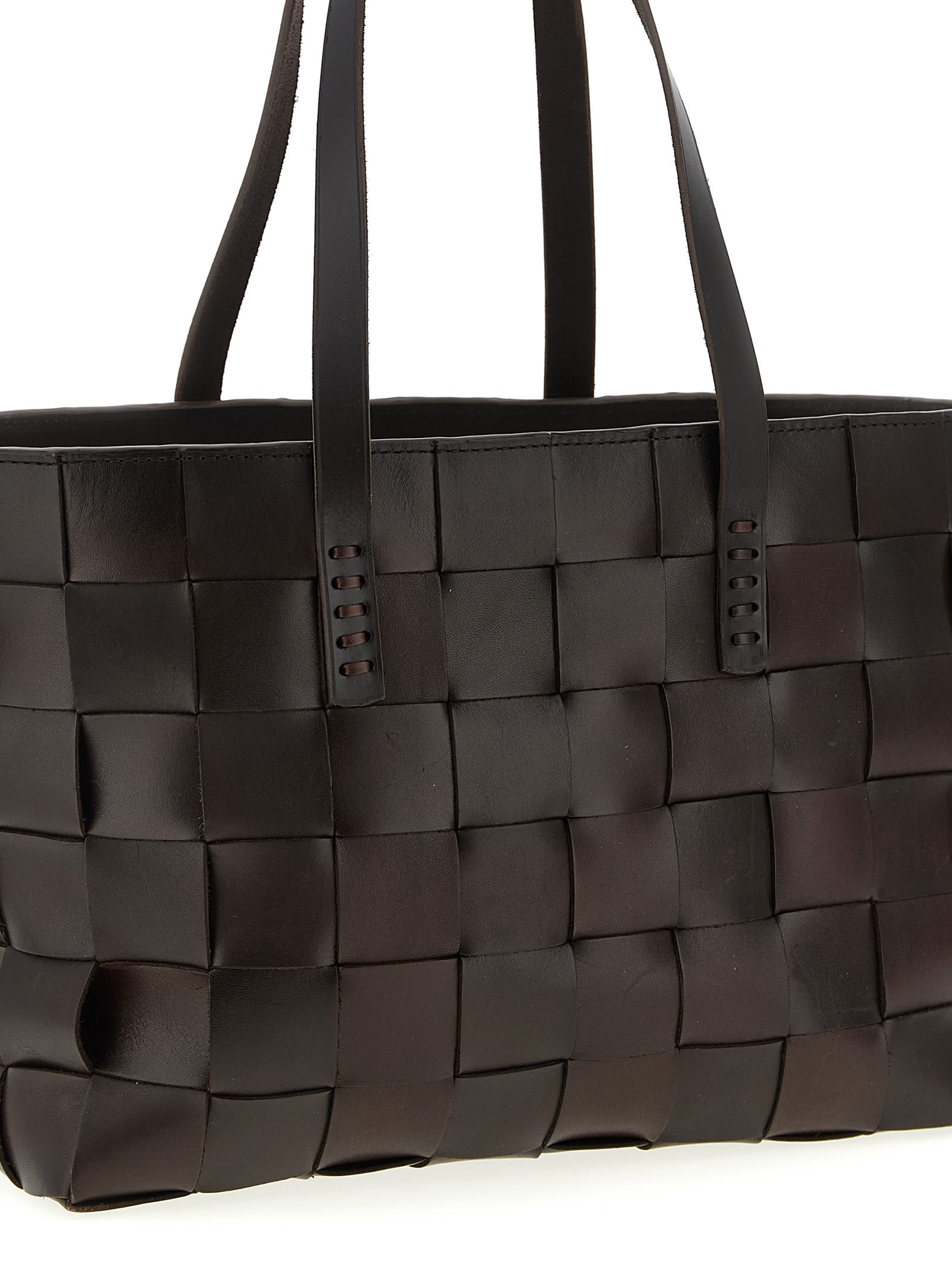 Dragon Diffusion Triple Jump Woven Leather Tote Bag In Brown