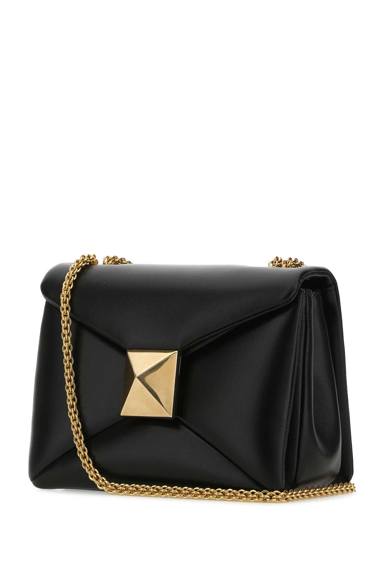 Shop Valentino Black Nappa Leather One Stud Shoulder Bag In Nero