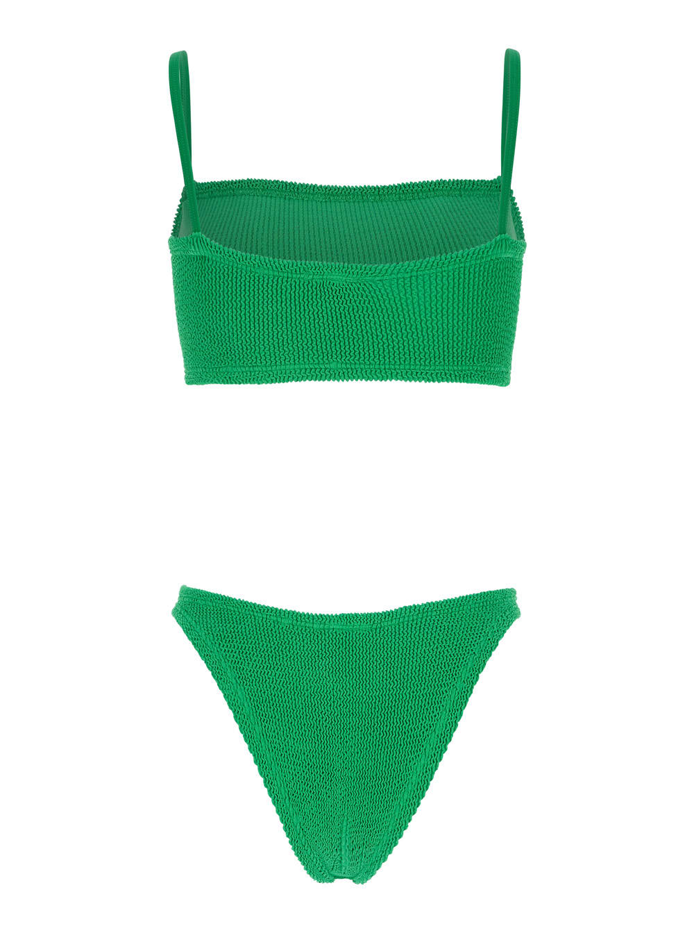 Shop Hunza G Gigi Green Bikini With Square Neckline And Thin Straps In Ribbed Fabric Woman