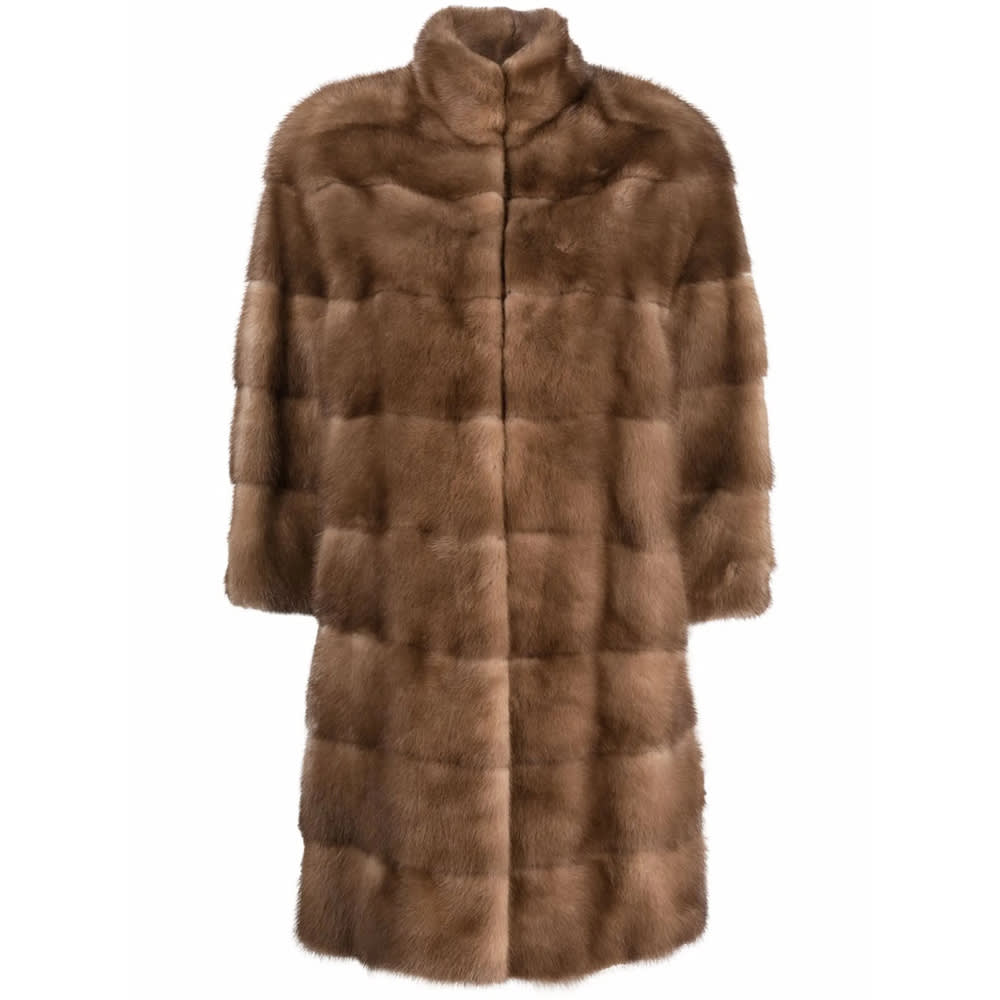 Blancha Leather Outerwear In Brown