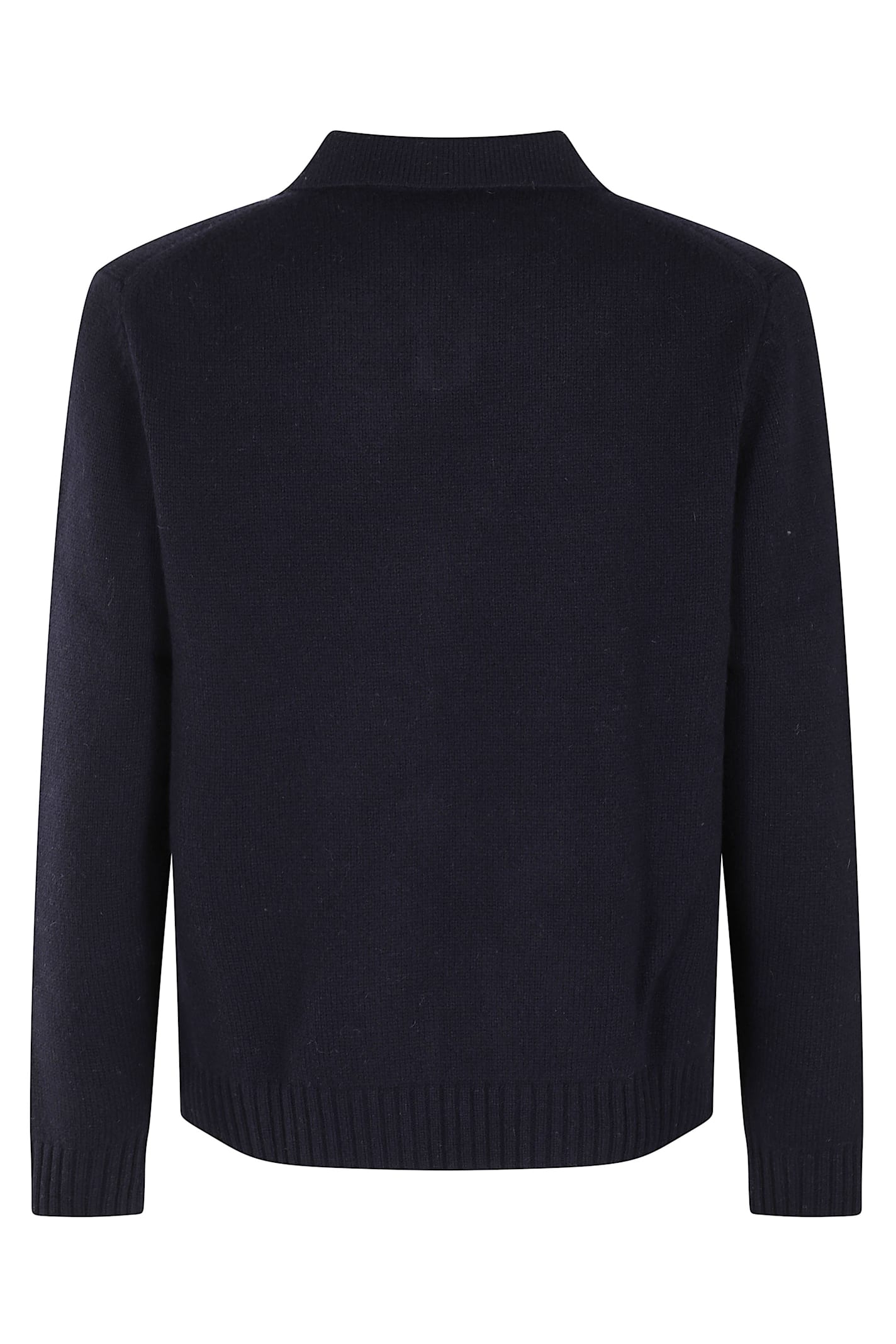Aspesi Wool-blend Open Collar Sweater In Black