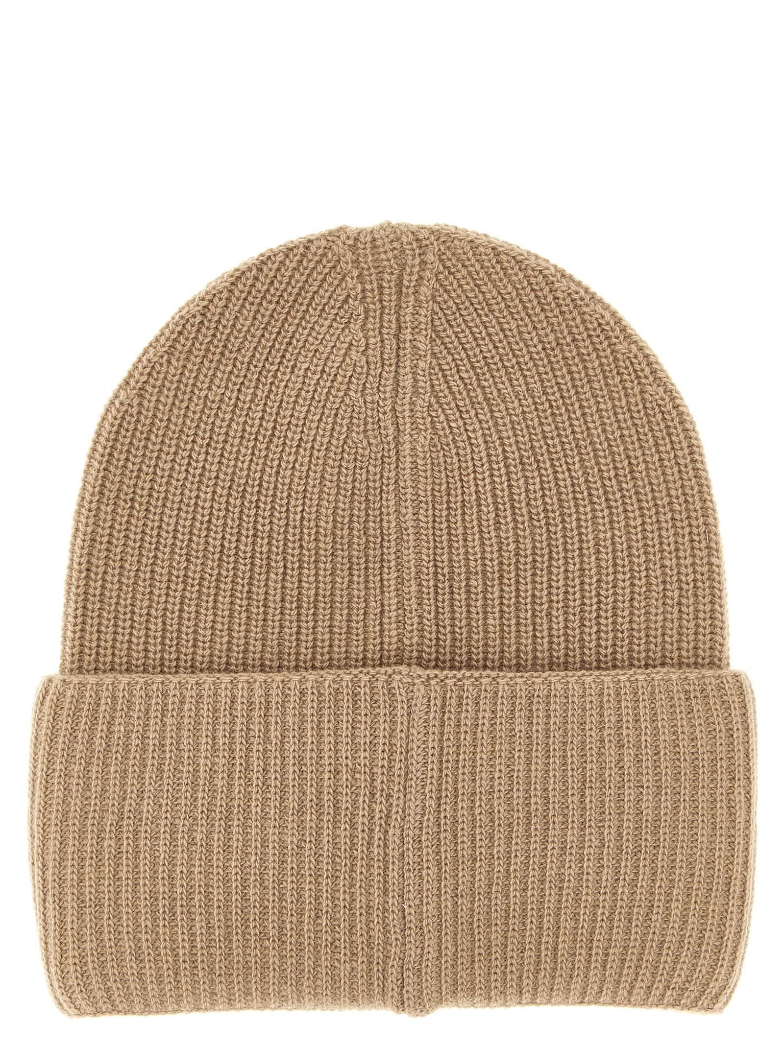 Moncler Wool Beanie In Brown