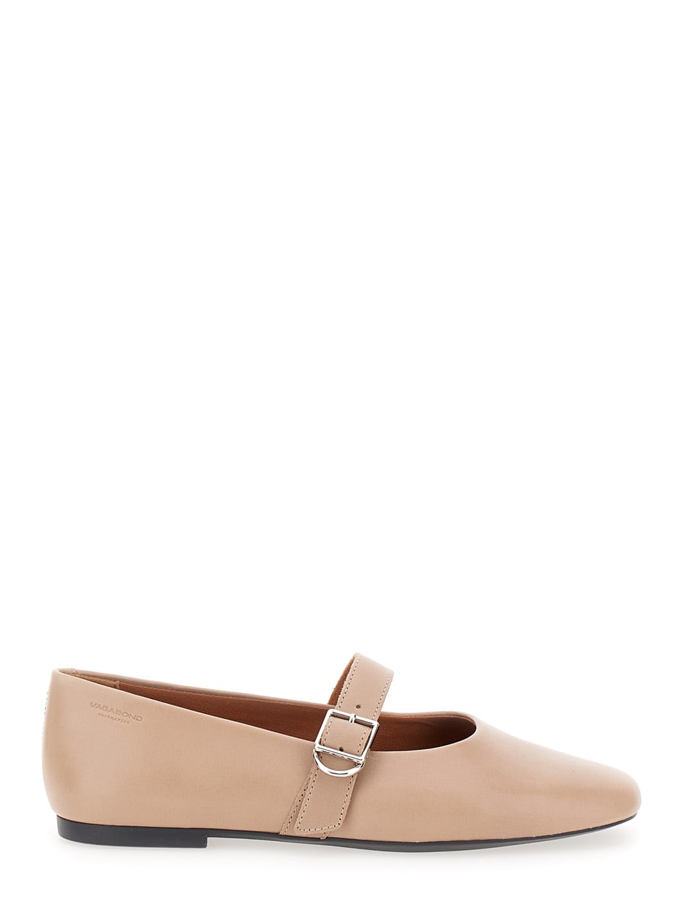 jolin Beige Ballet Flats With Strap In Smooth Leather Woman