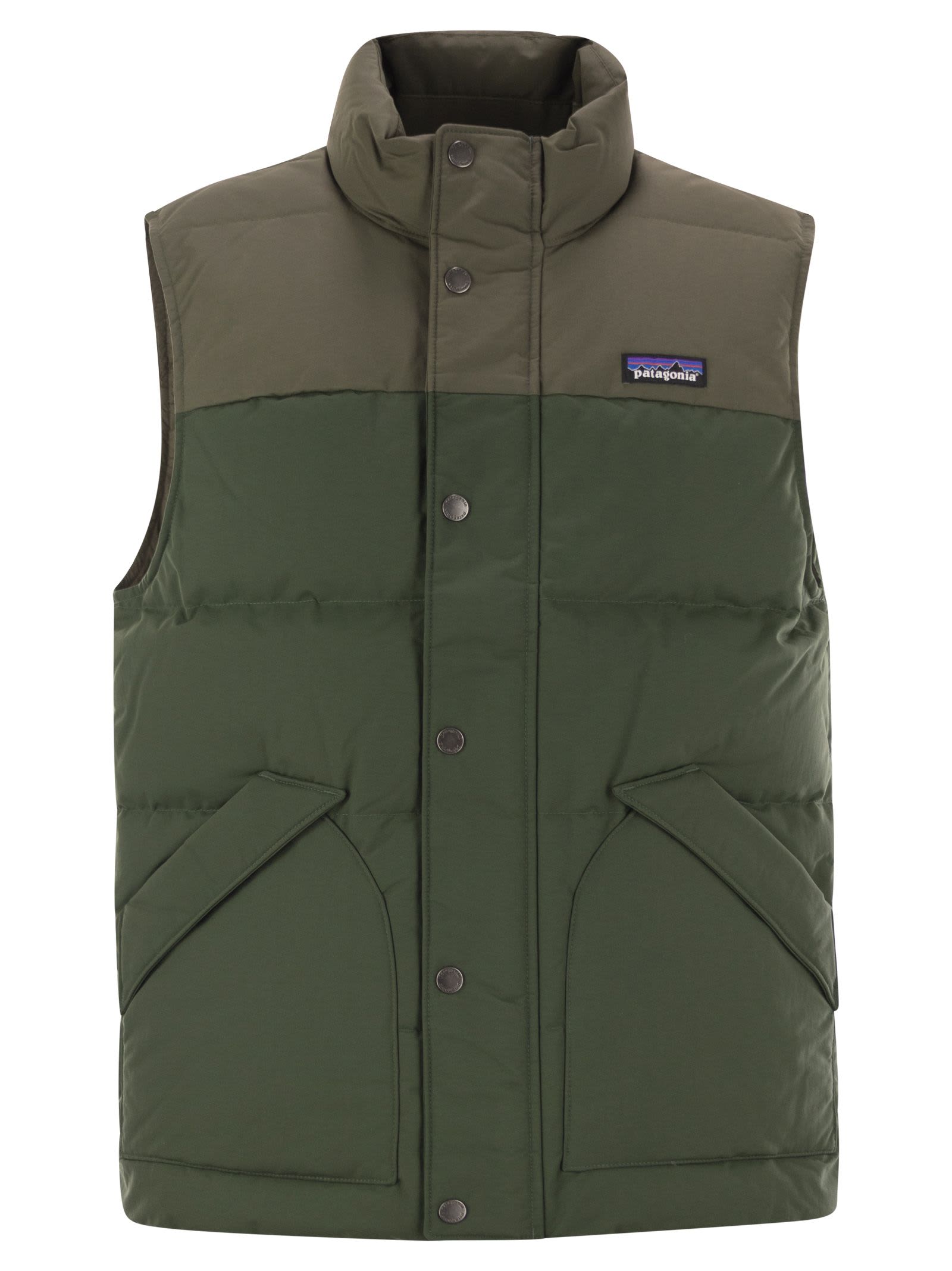 Shop Patagonia Downdrift - Padded Vest In Green