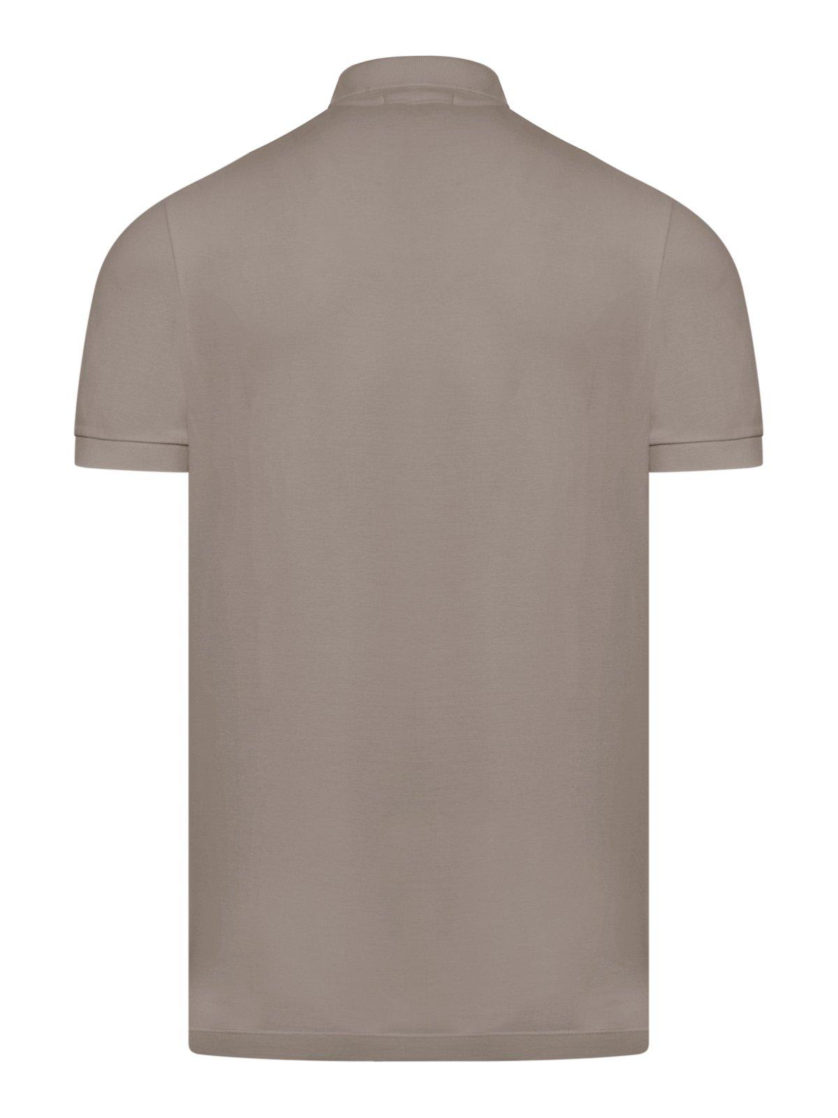 Shop Stone Island Logo Patch Short-sleeved Polo Shirt In Beige