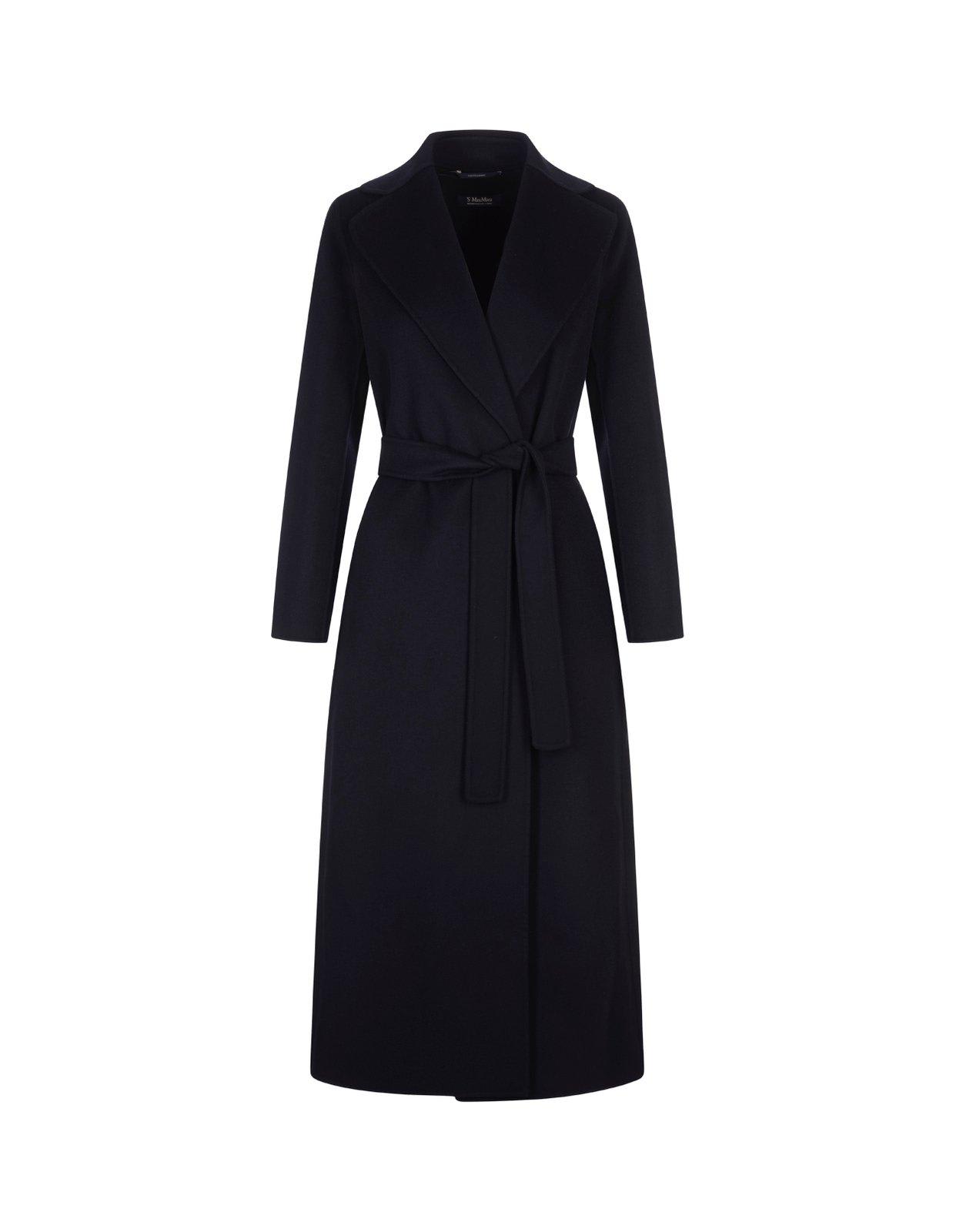 Shop 's Max Mara Belted Long-sleeved Coat In Blue