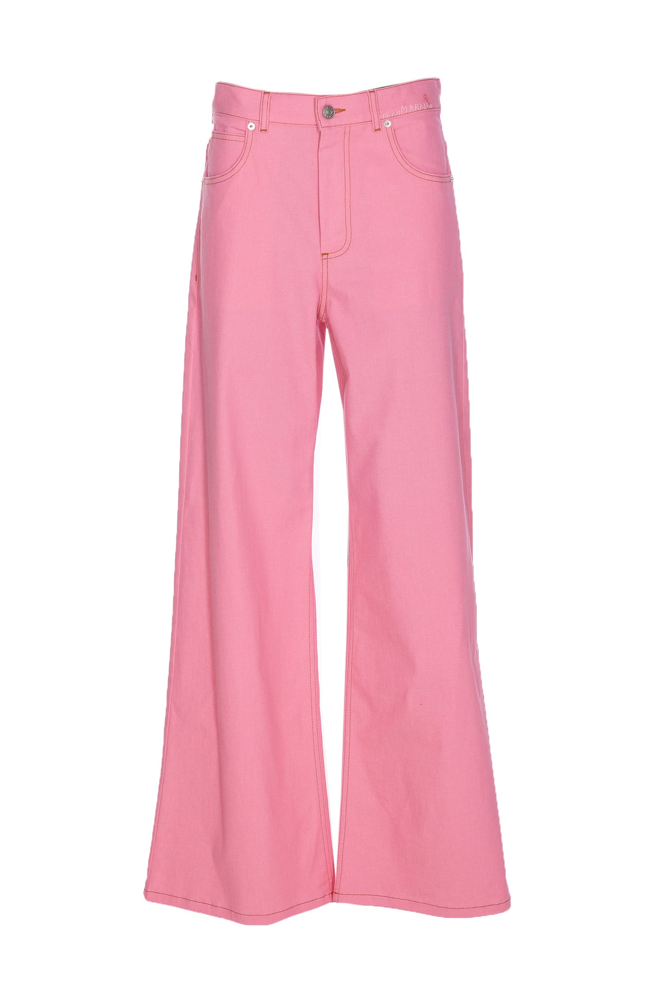 Shop Marni Straight Buttoned Jeans In Pink Clematis