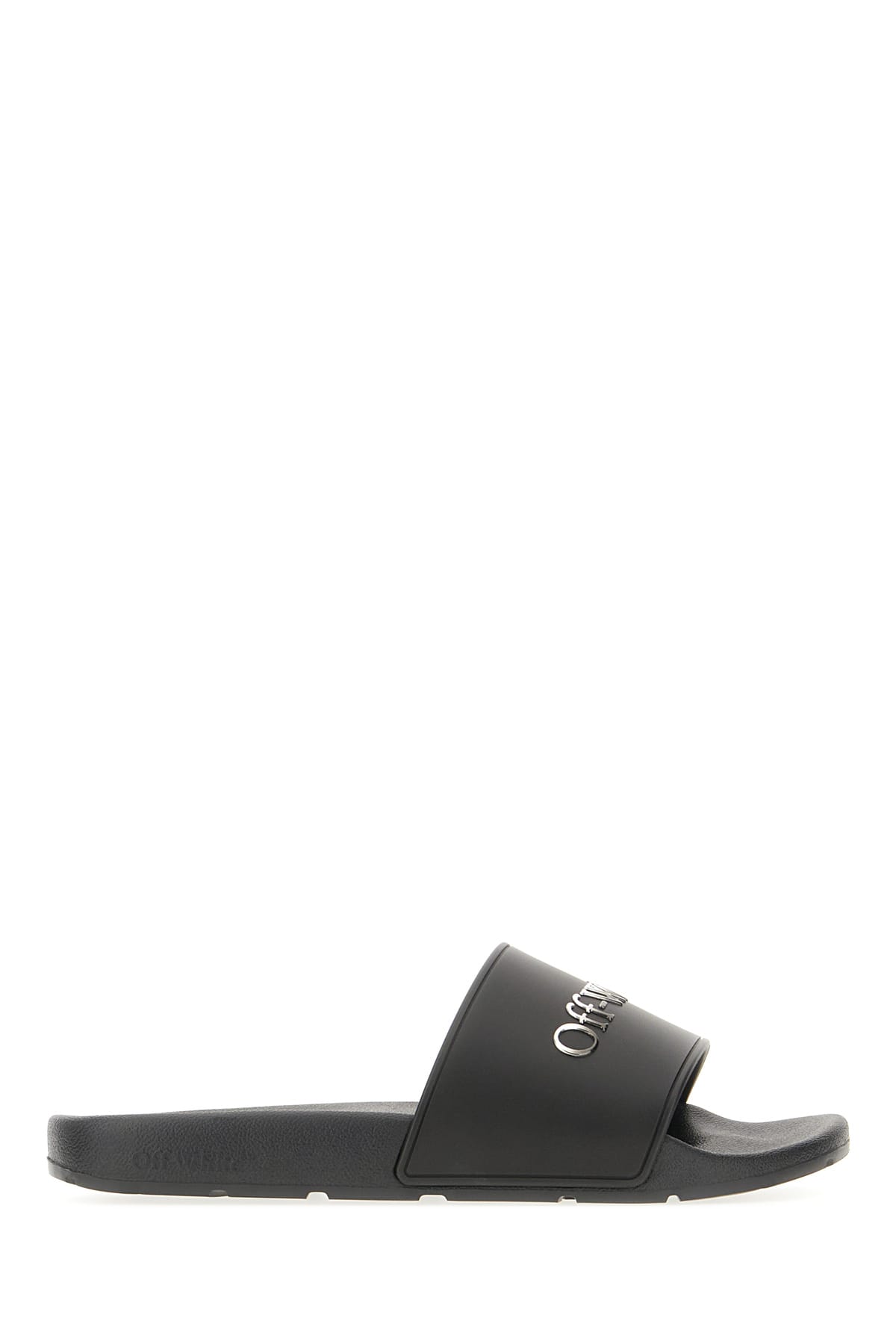 Shop Off-white Black Rubber Bookish Slippers In Black Silver