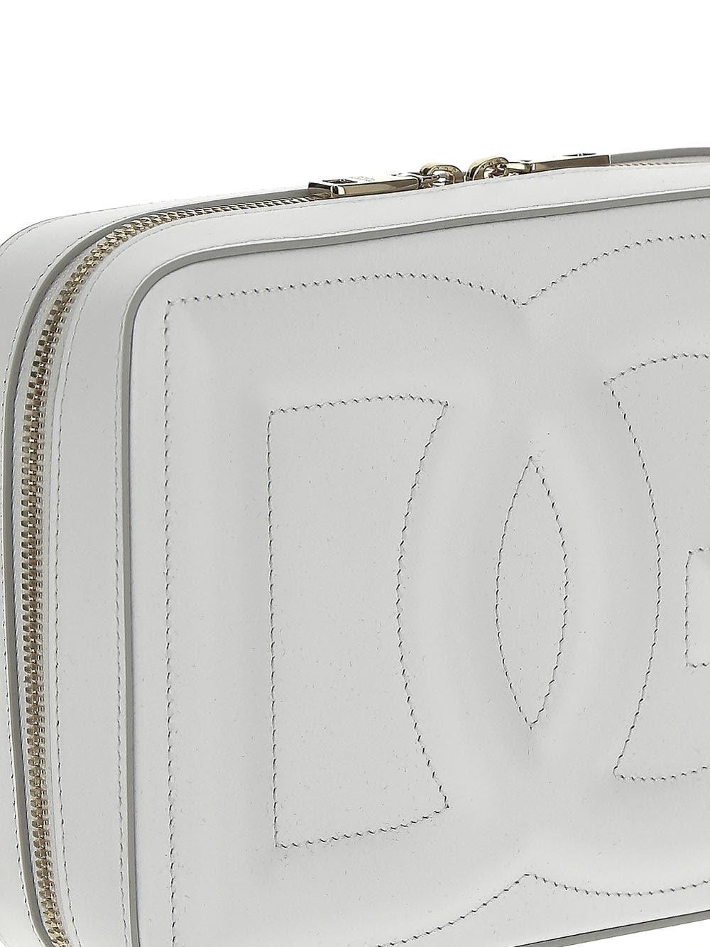 Dolce & Gabbana Medium Calfskin Camera Bag With Logo In White