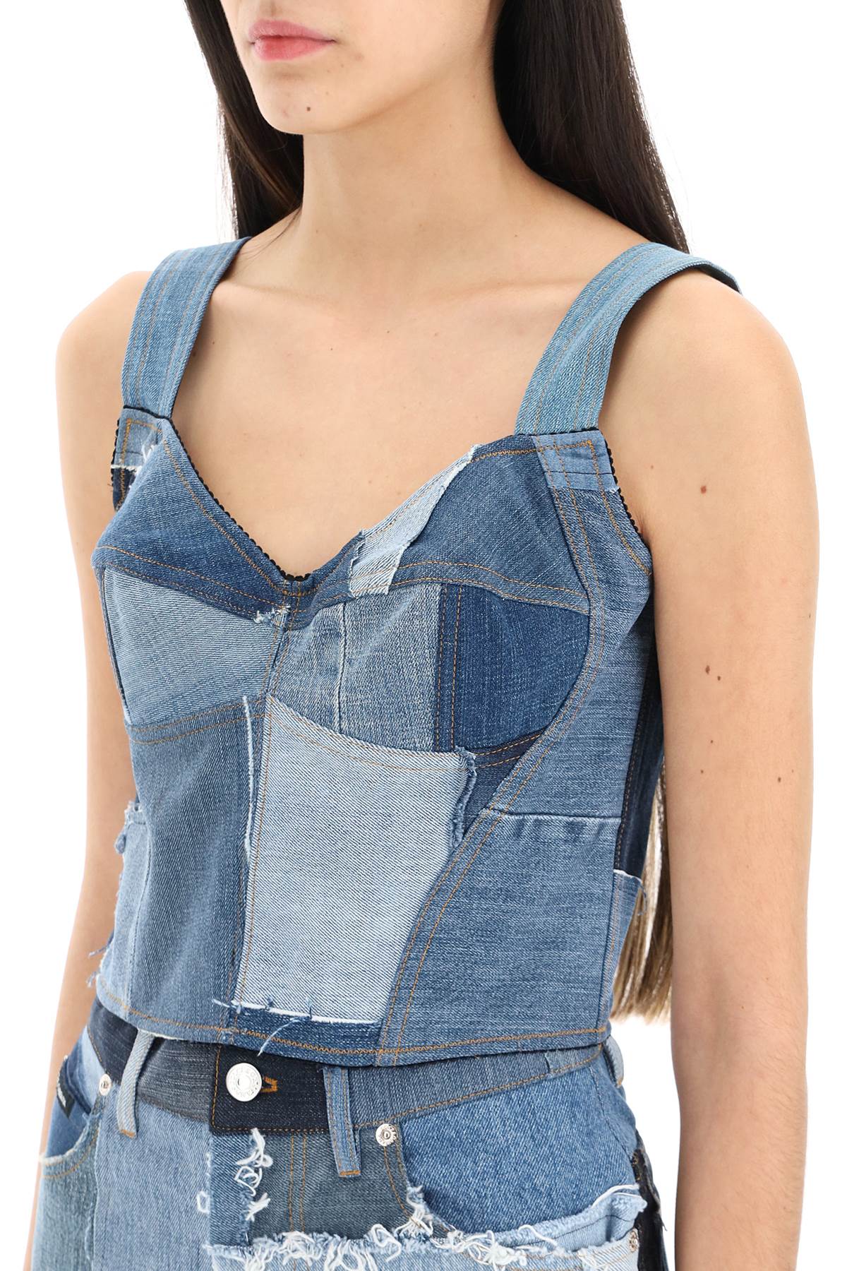 Dolce & Gabbana Denim Cropped Top In Blue