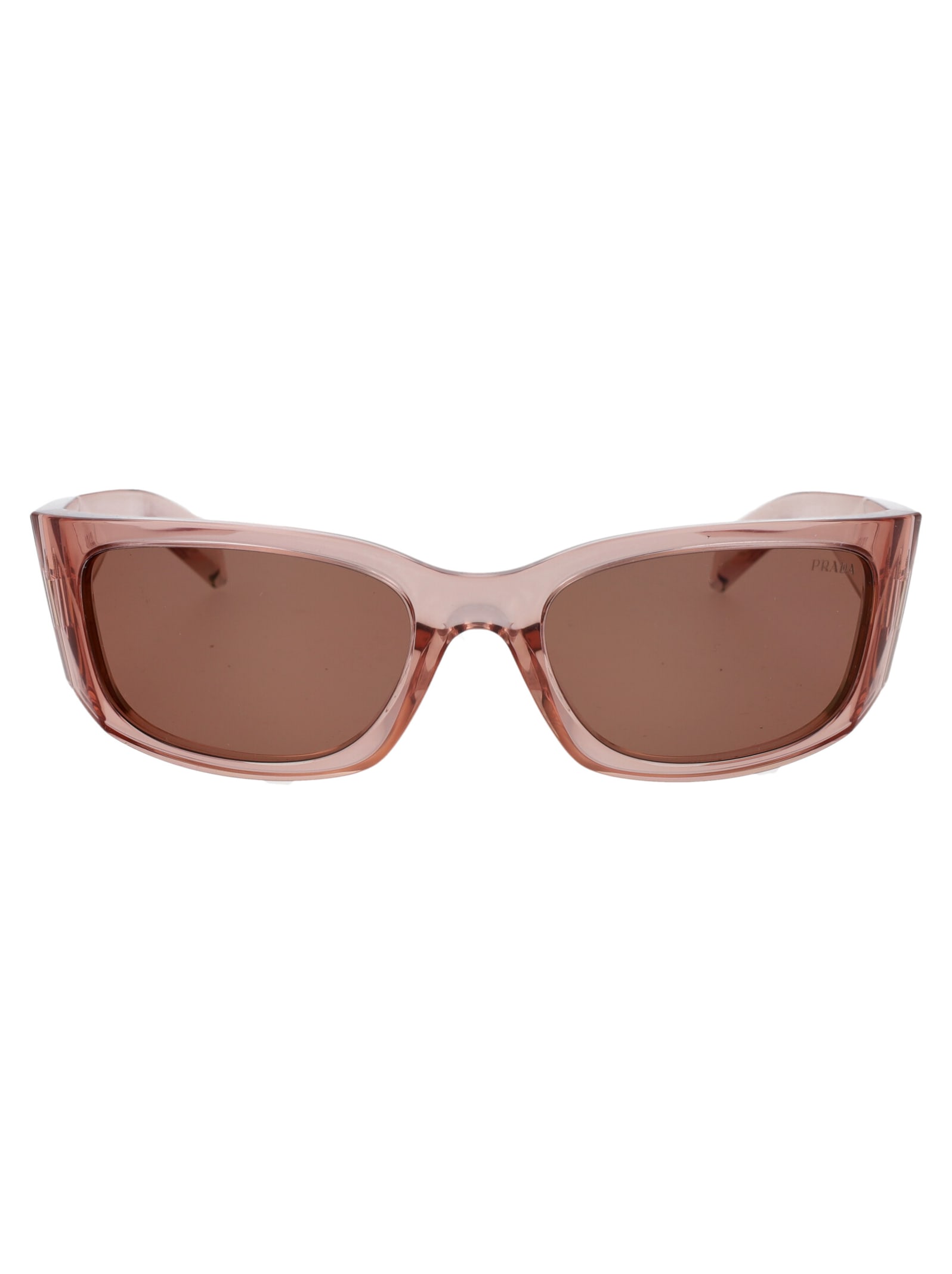 Shop Prada 0pr A14s Sunglasses In 19q10d Transparent Peach