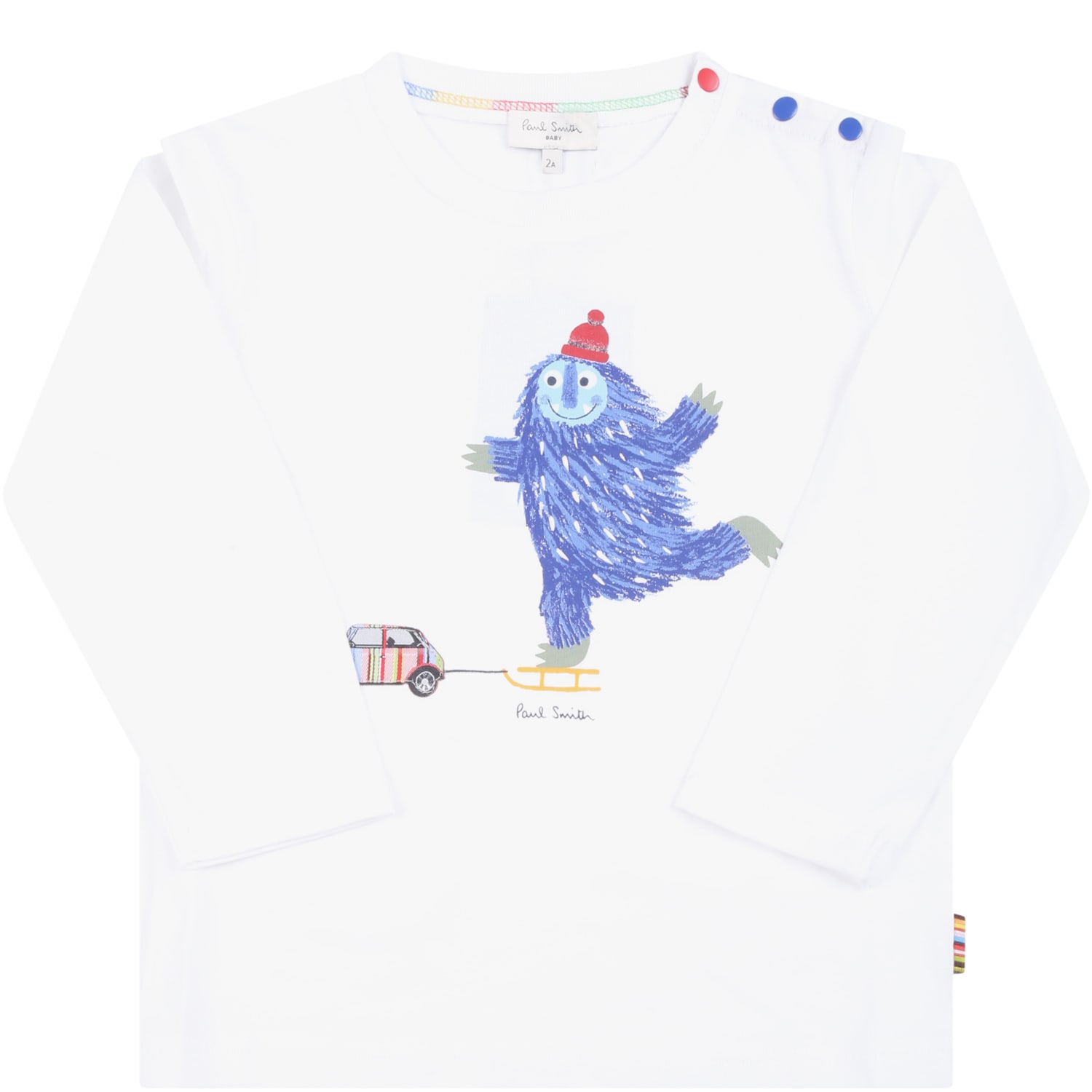 Paul Smith Junior White T-shirt For Baby Boy With Monster