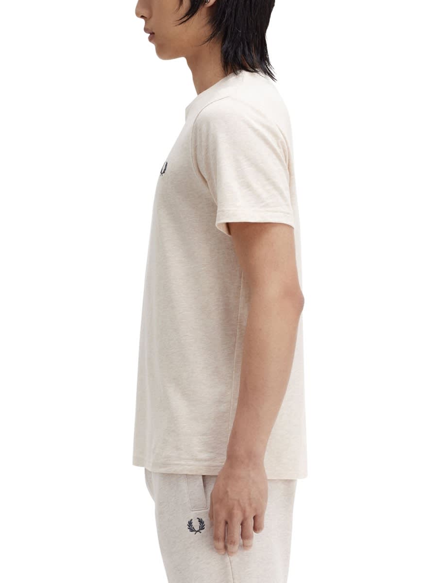 Fred Perry Classic Crew Neck Tee In Beige