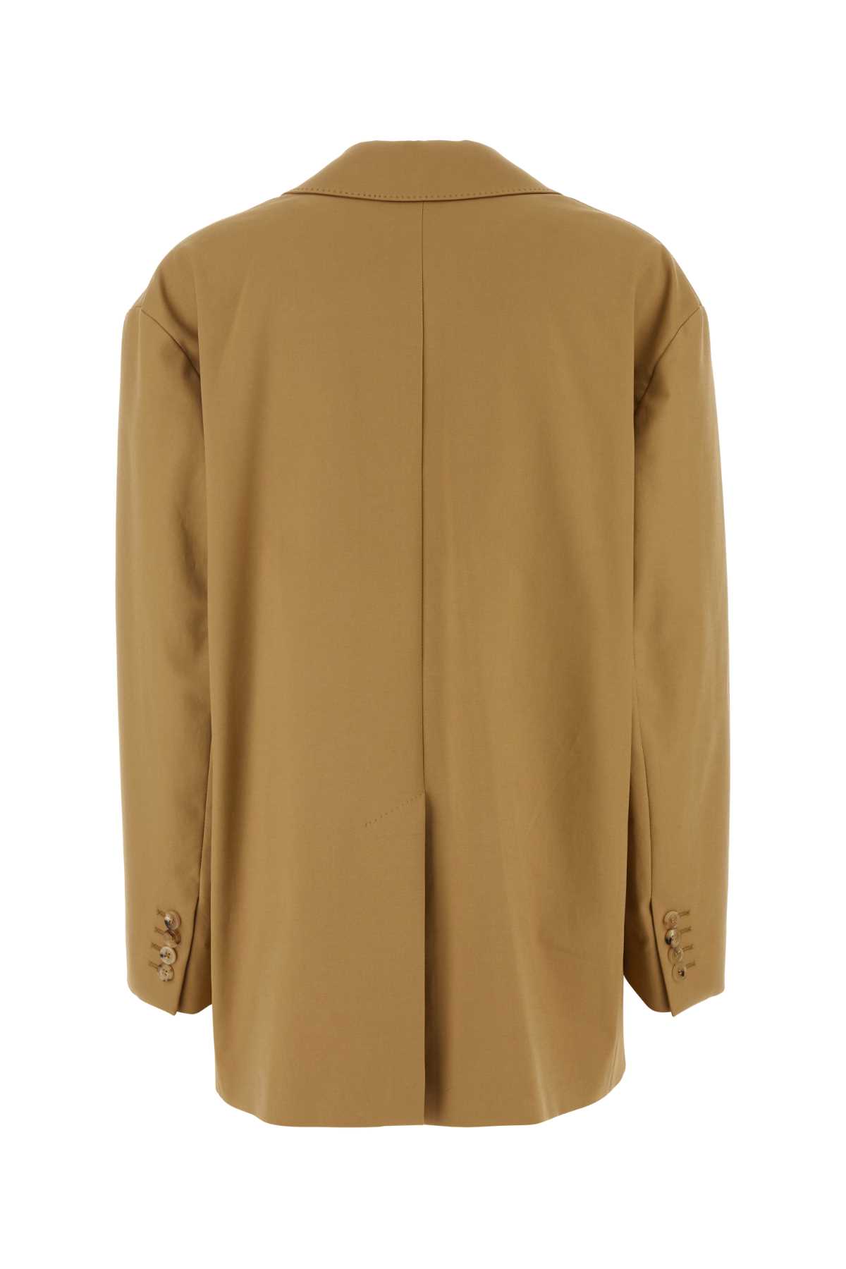 Shop Max Mara Camel Stretch Cotton Monica Blazer In Miele