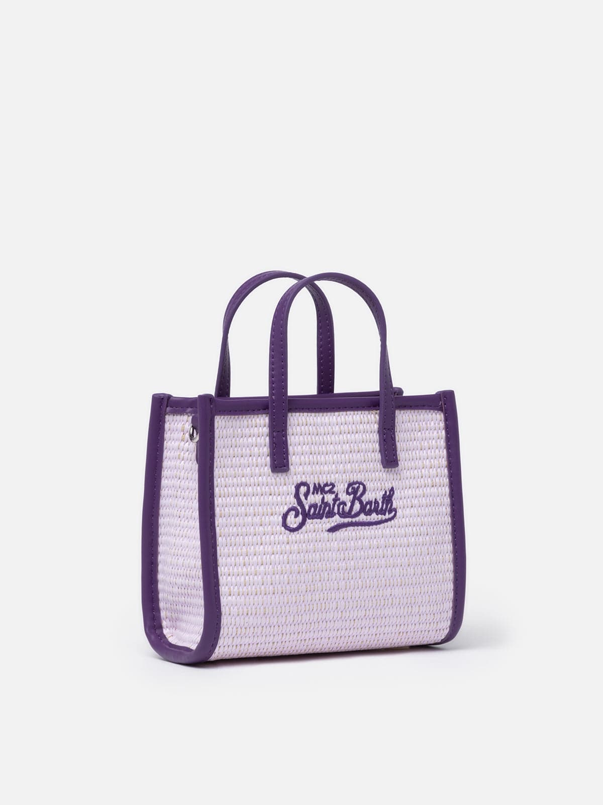 Mc2 Saint Barth Lilac Mini Vivian Straw Handbag In Pink