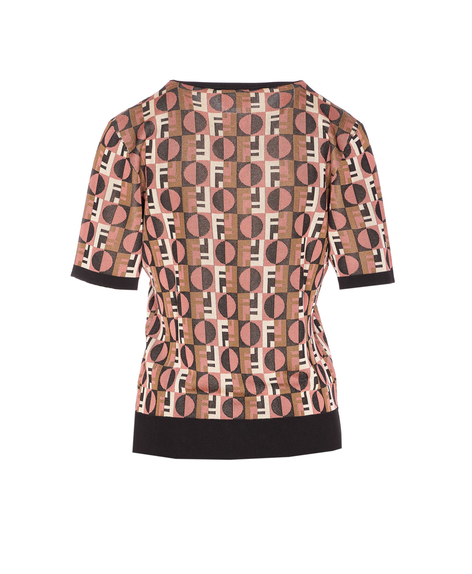 Fendi Three-dimensional Jacquard Sweater With Geometric Pattern In Brown