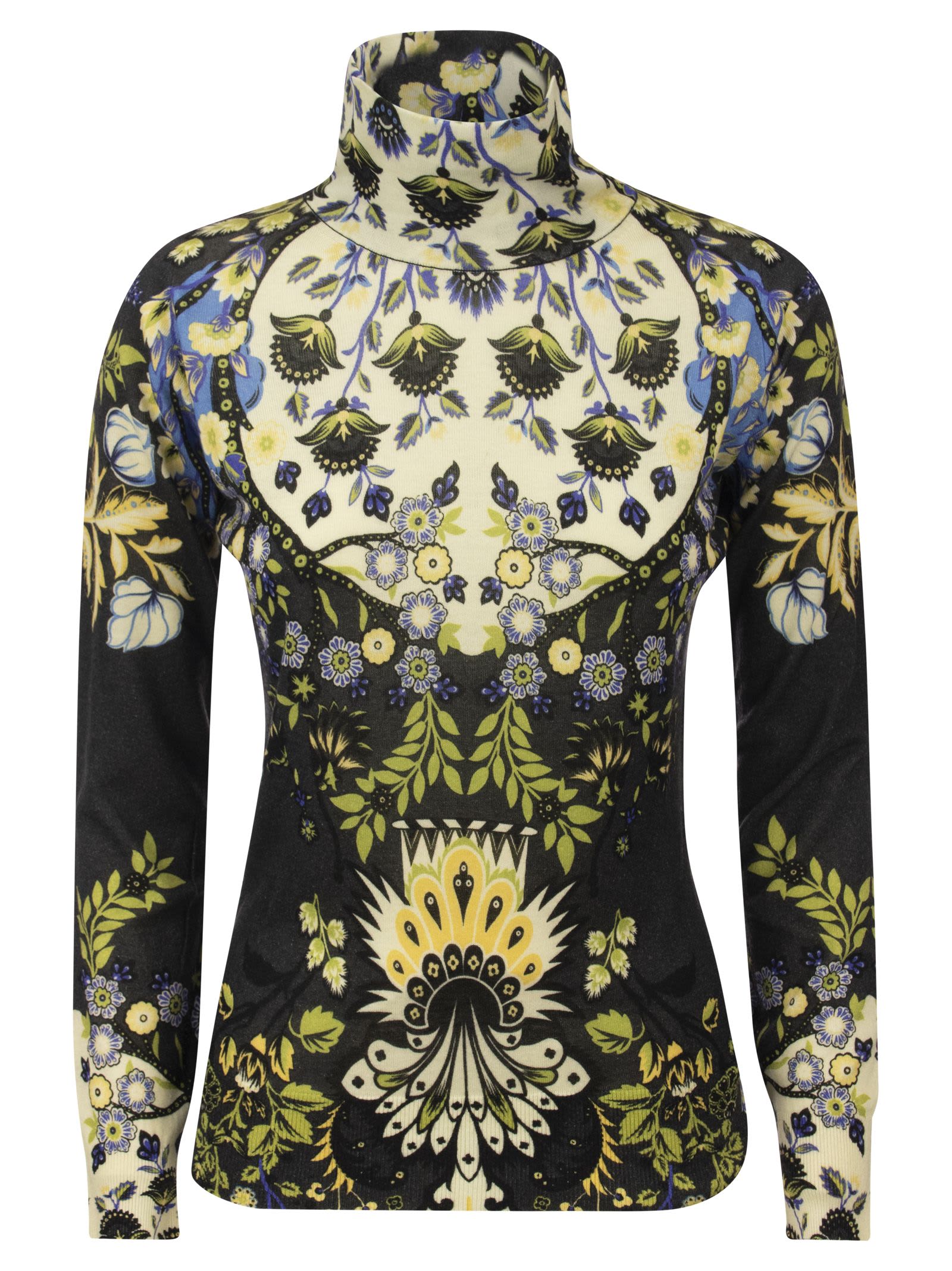 Etro Silk And Cashmere Knit With Ornamental Print