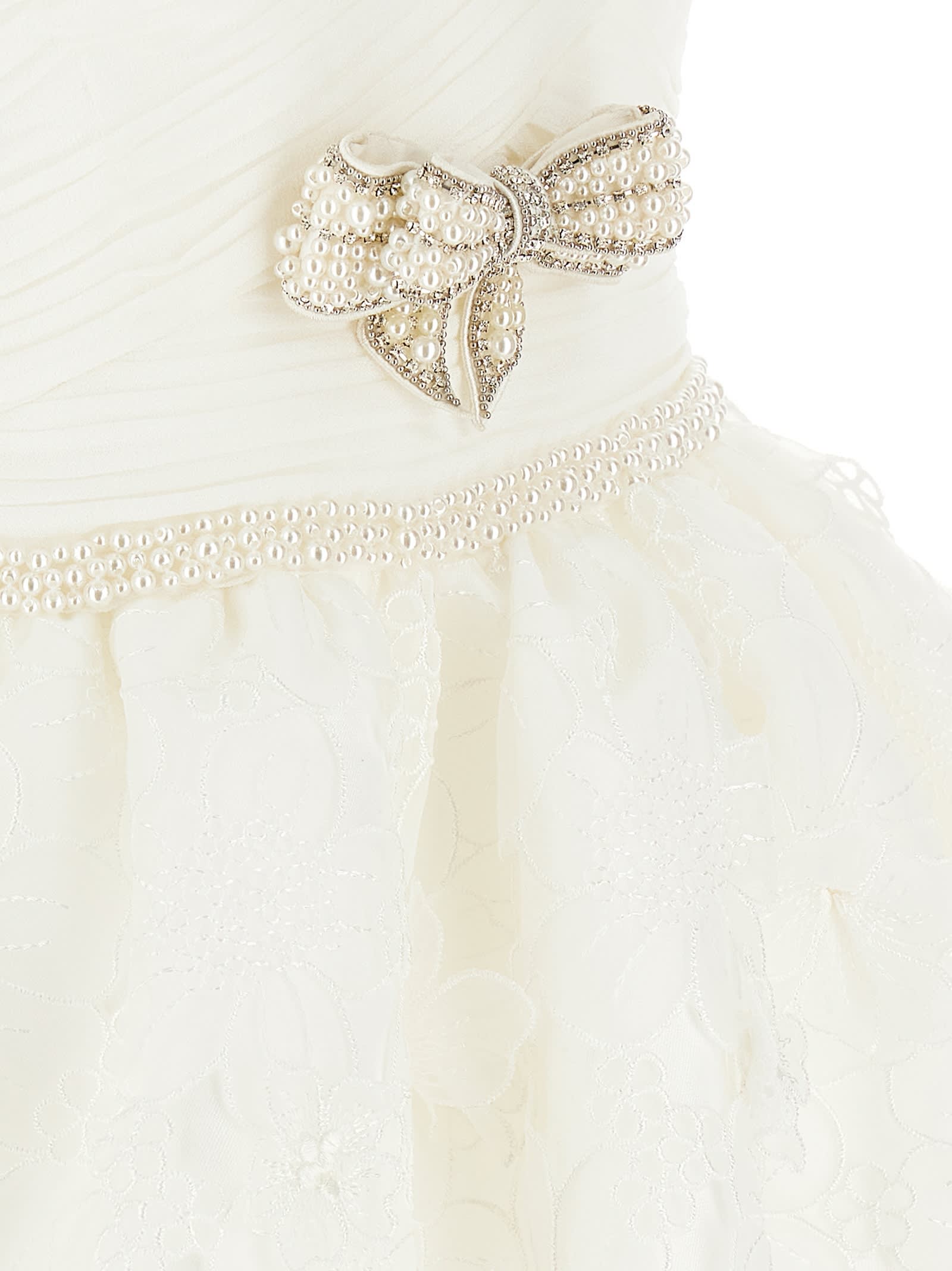 SELF-PORTRAIT WHITE ORGANZA BOW MINI DRESS
