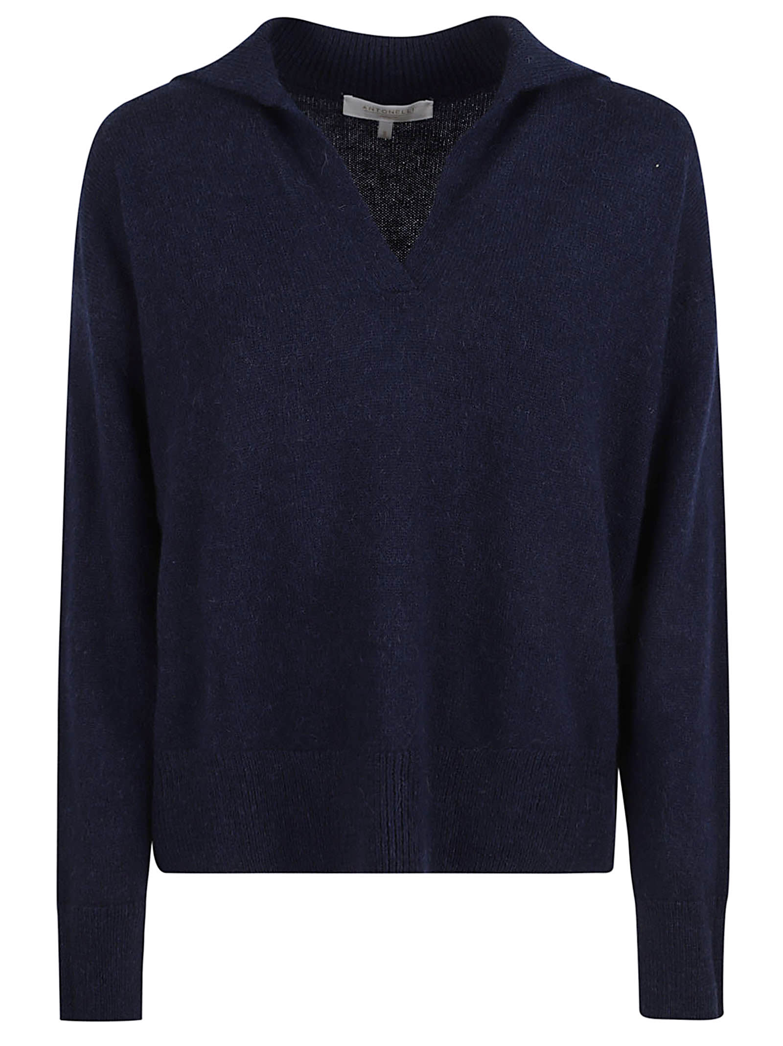 Antonelli Long-sleeved Ribbed Sweater In Blue
