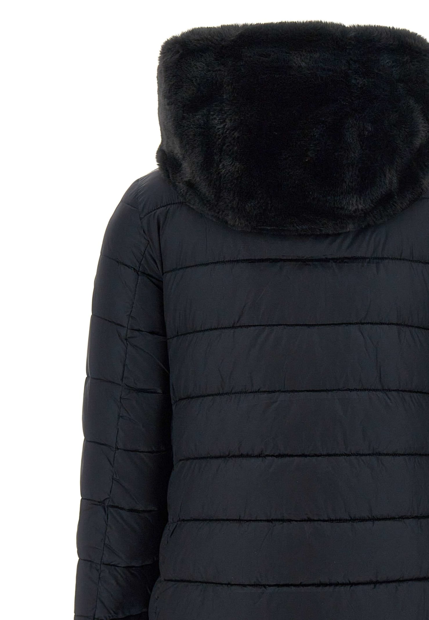 Shop Save The Duck High Neck Hooded Coat In Black