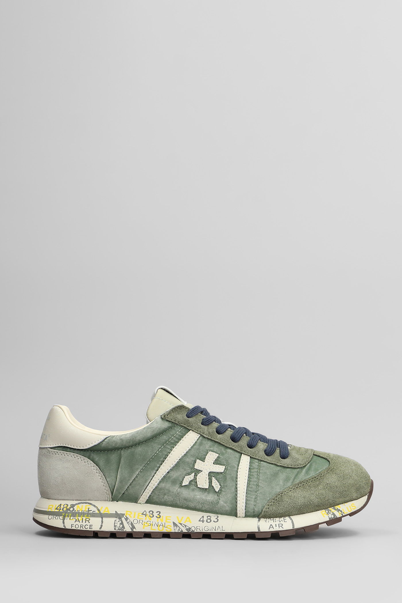 Lucy Sneakers In Green Suede And Fabric