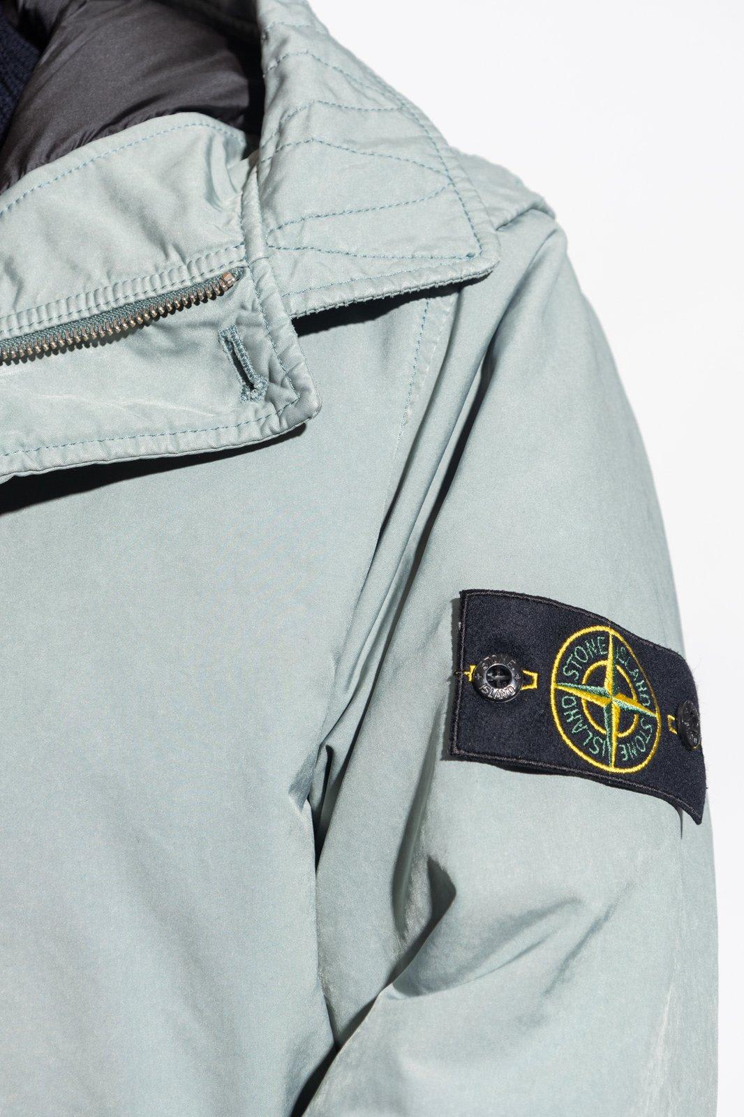 Shop Stone Island Highneck Hooded Jacket In Multicolour