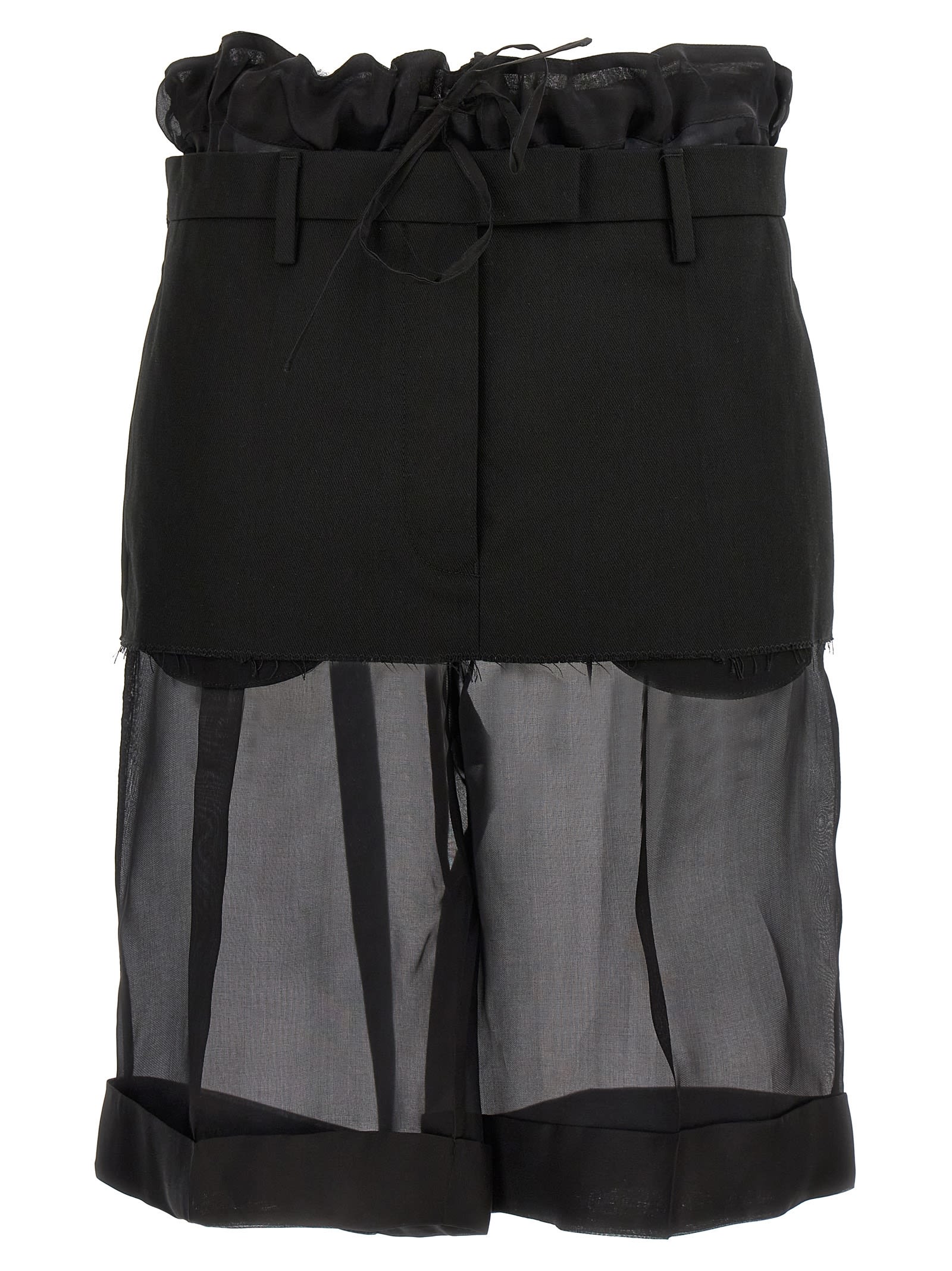 Shop Maison Margiela Layered Effect Trouser Skirt In Black