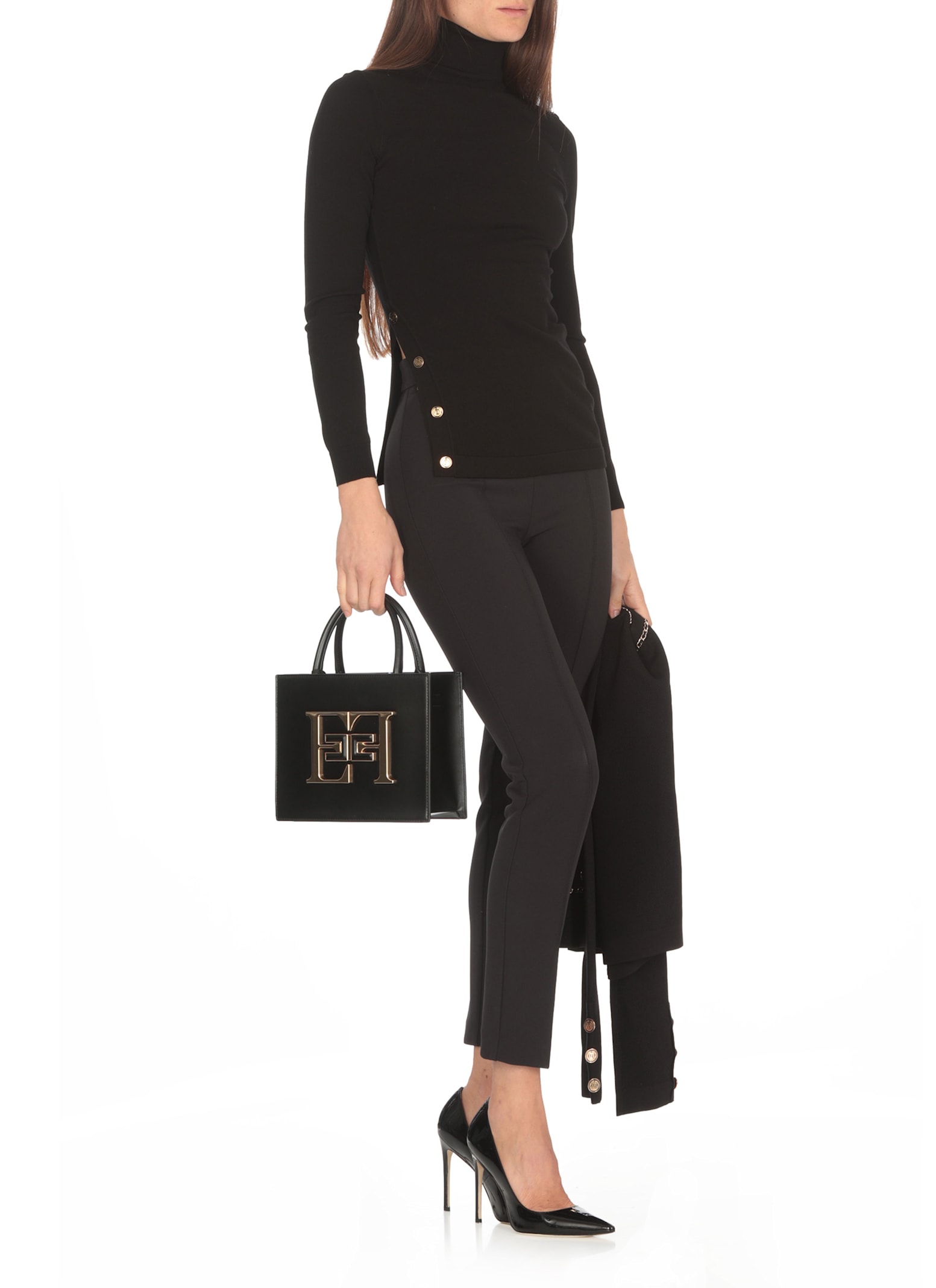 Shop Elisabetta Franchi Viscose Sweater In Black