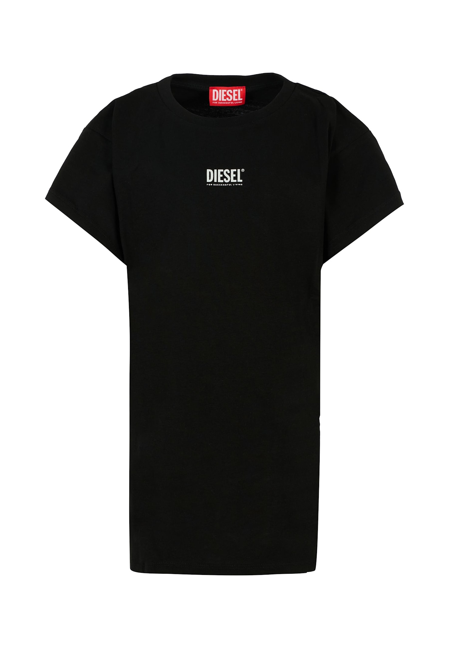 Diesel Black Dress For Girl With Logo In Black