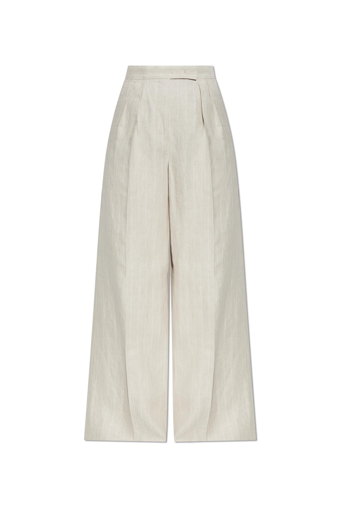 Max Mara Rauche Linen Trousers In White