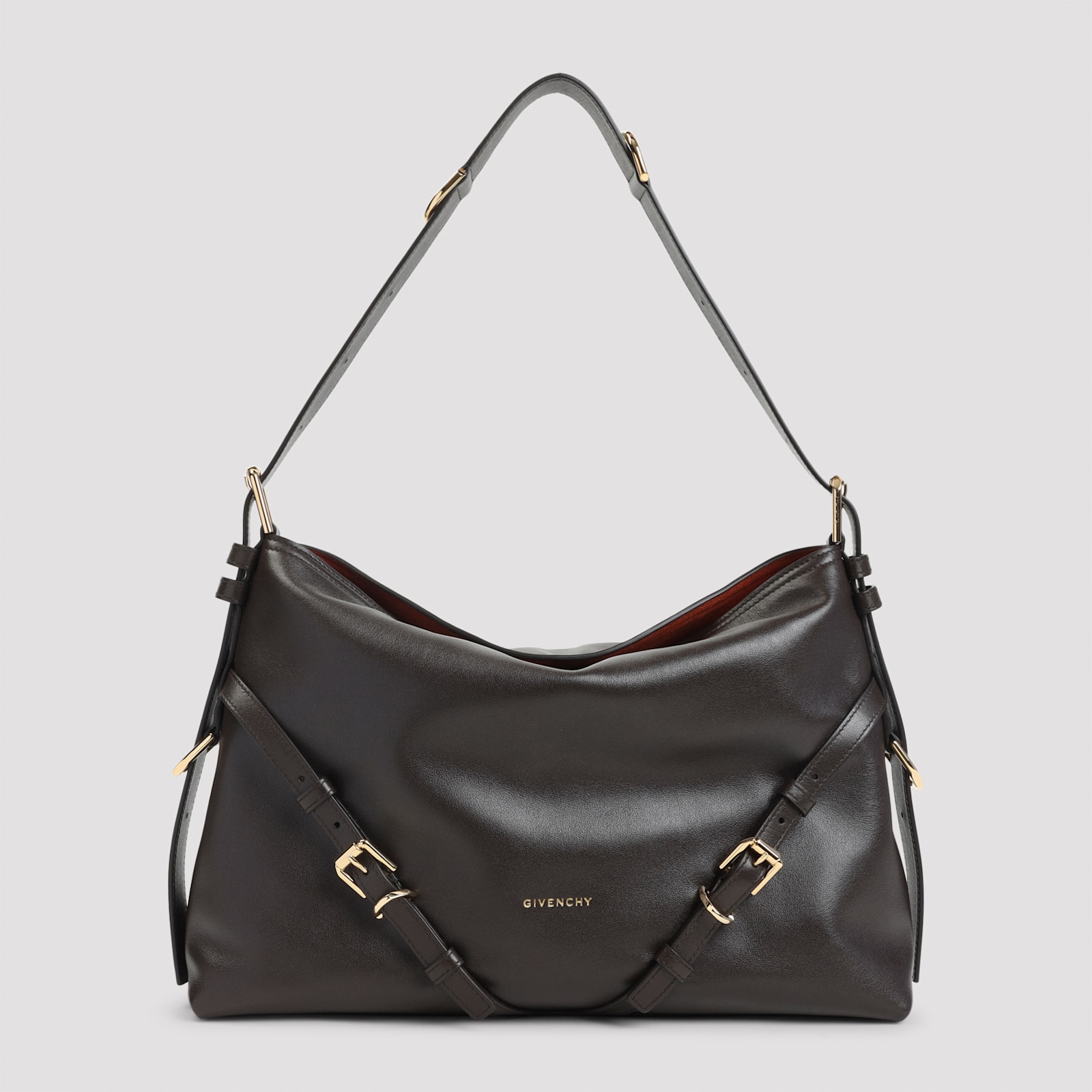 Givenchy Voyou Medium Bag In Glossy Leather In Brown