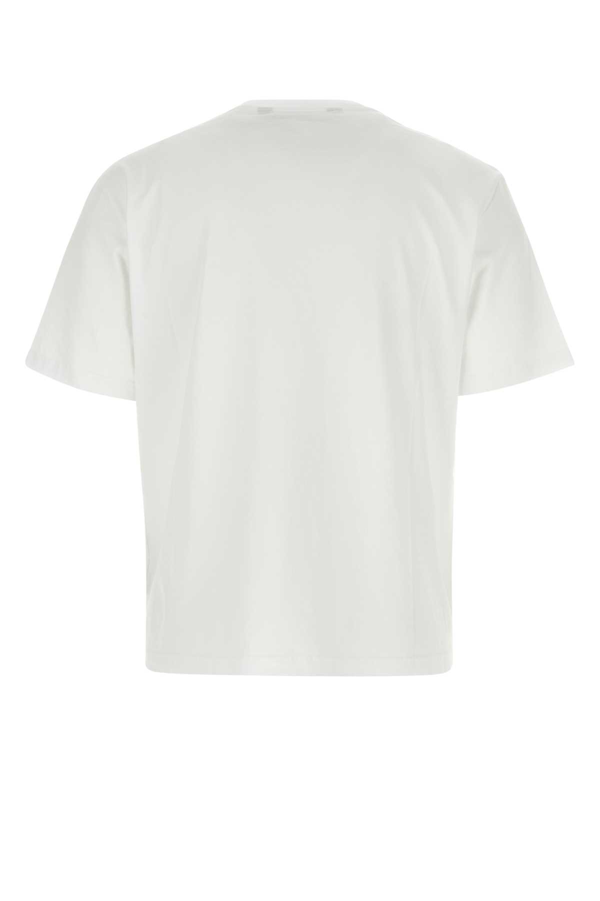 Shop Palm Angels White Cotton T-shirt In Whiteblack