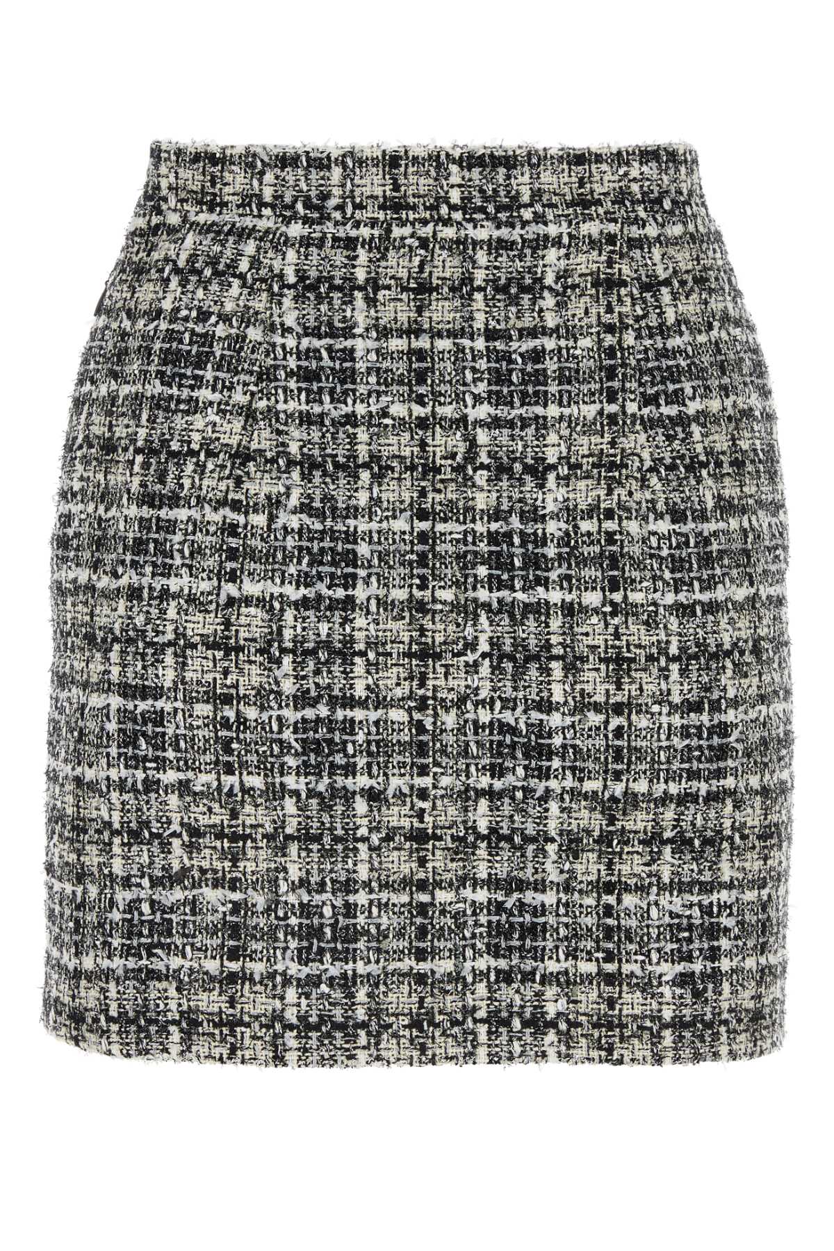 Shop Alessandra Rich Embroidered Tweed Mini Skirt In Grey