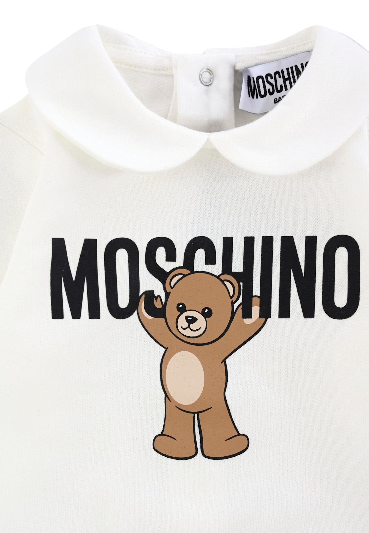 Moschino Ivory Babygrow For Baby Kids With Teddy Bear In White